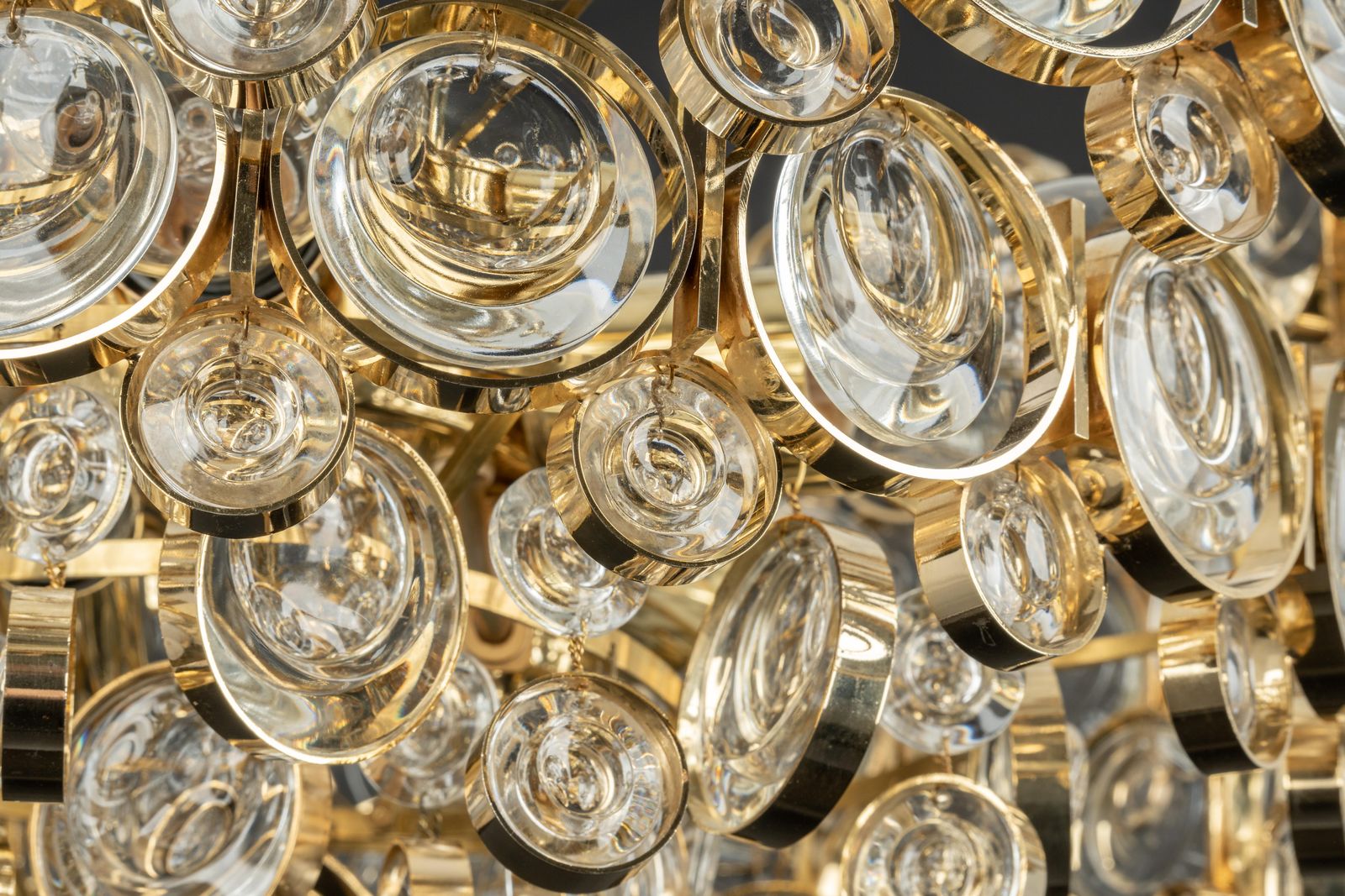 photo vinterior 1 Of 3 Stunning Gilt Brass Chandelier, Sciolari Design By Palwa, Germany, 1970s