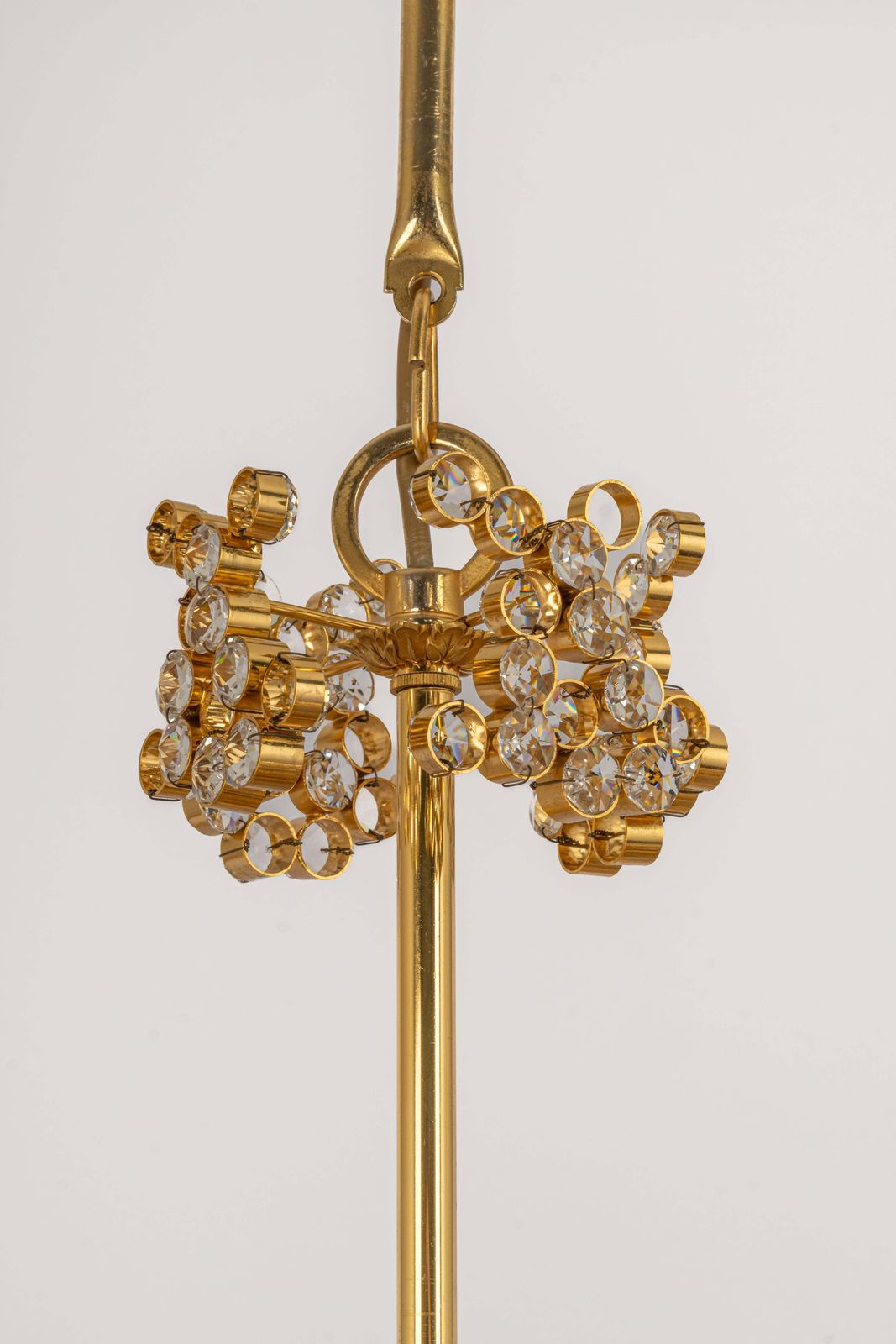 Gilt Brass And Crystal Glass Encrusted Chandeliers By Palwa, Germany, 1970s photo vinterior