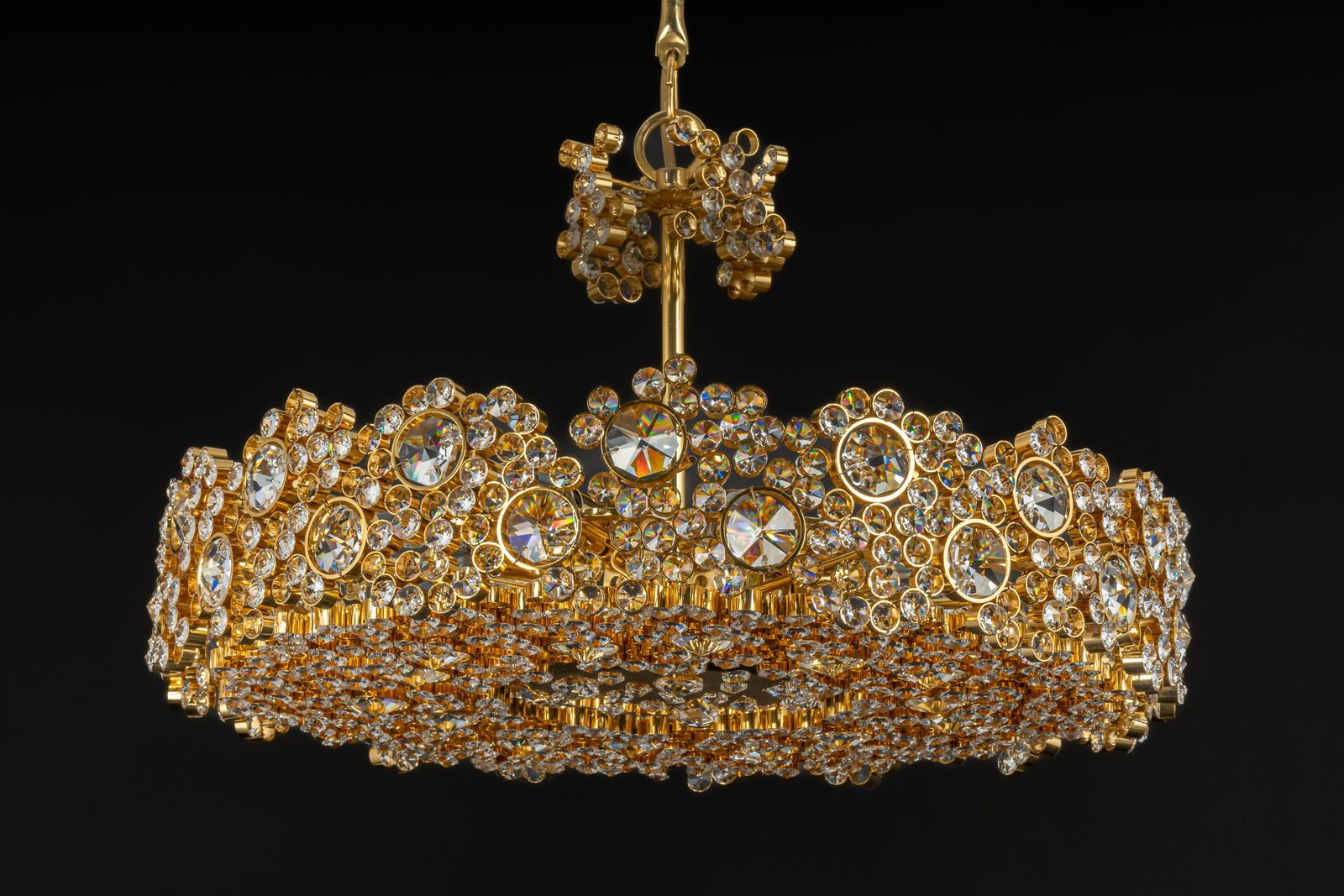 photo buy Gilt Brass And Crystal Glass Encrusted Chandeliers By Palwa, Germany, 1970s