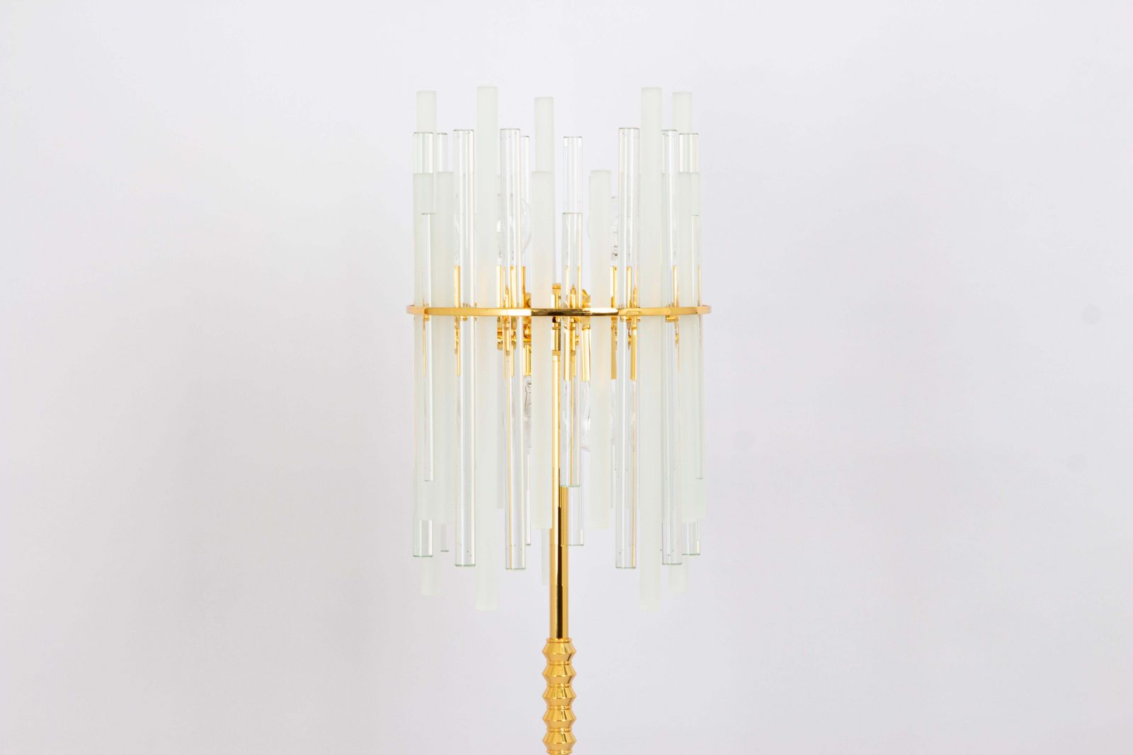 Stunning Large Brass Floor Lamp With Crystal Rods By C.Palme , Germany, 1970s photo vinterior