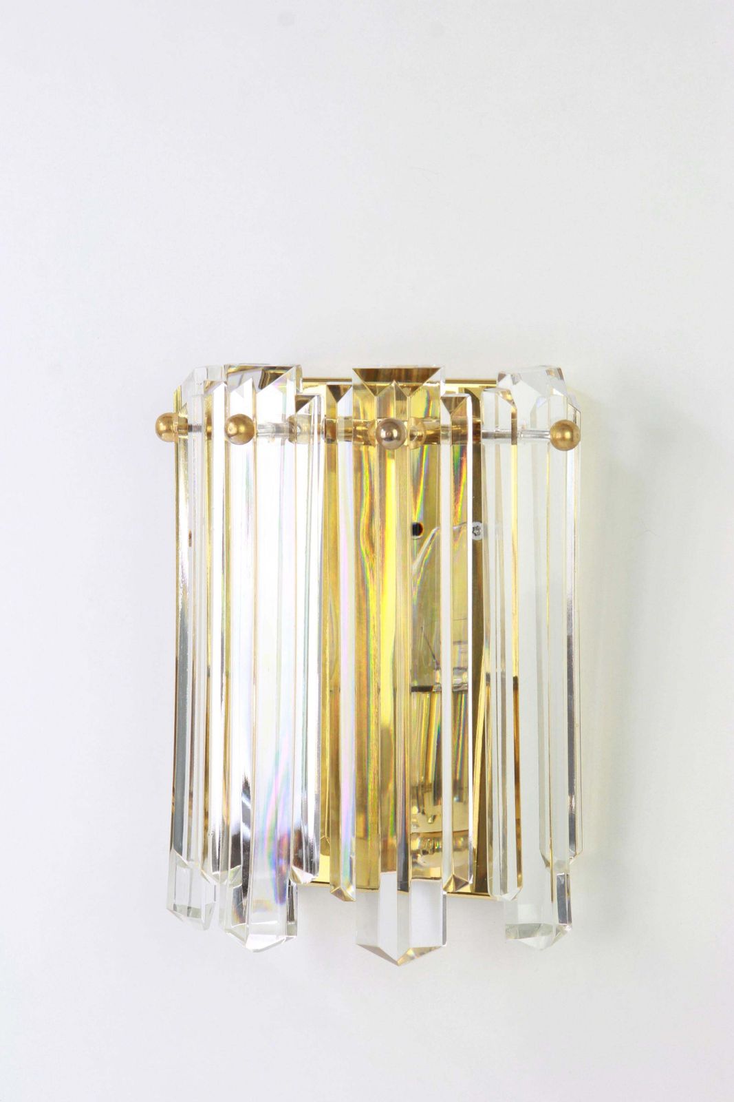 Pair Of Large Kalmar Crystal Glass Sconces Wall Lights, Austria, 1970s photo for sale