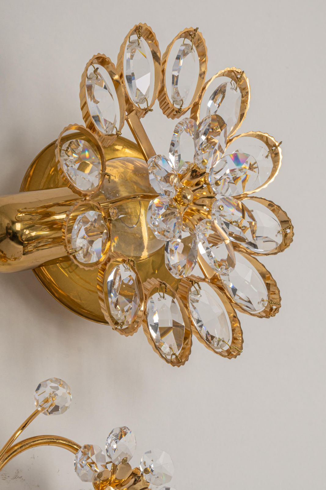 1 Of 4 Gilt Brass Flower Shape Wall Lights By Palwa, Germany, 1970s photo Lighting
