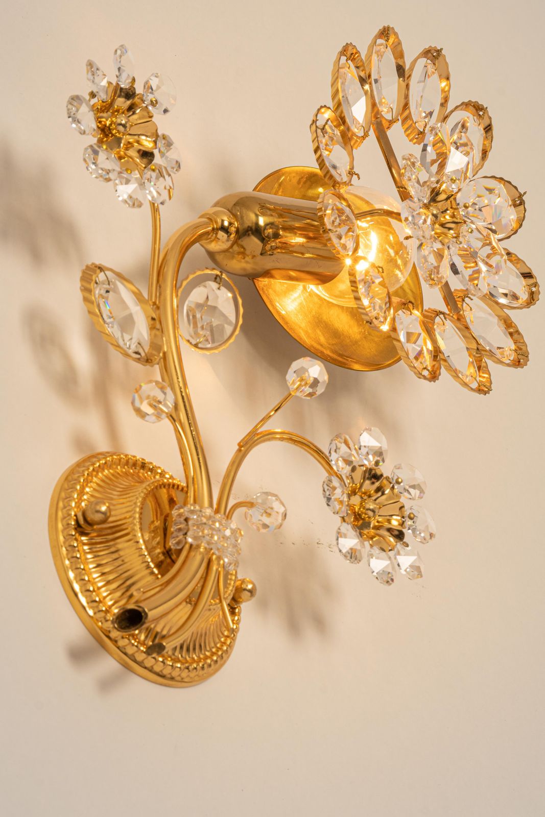 1 Of 4 Gilt Brass Flower Shape Wall Lights By Palwa, Germany, 1970s photo vintage