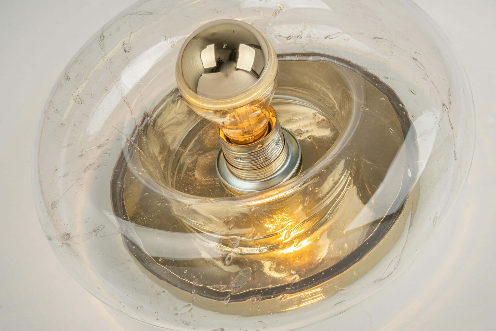 1 Of 6 Special Clear Glass Wall Light Doughnut Shape By Doria, Germany, 1960s photo Lighting
