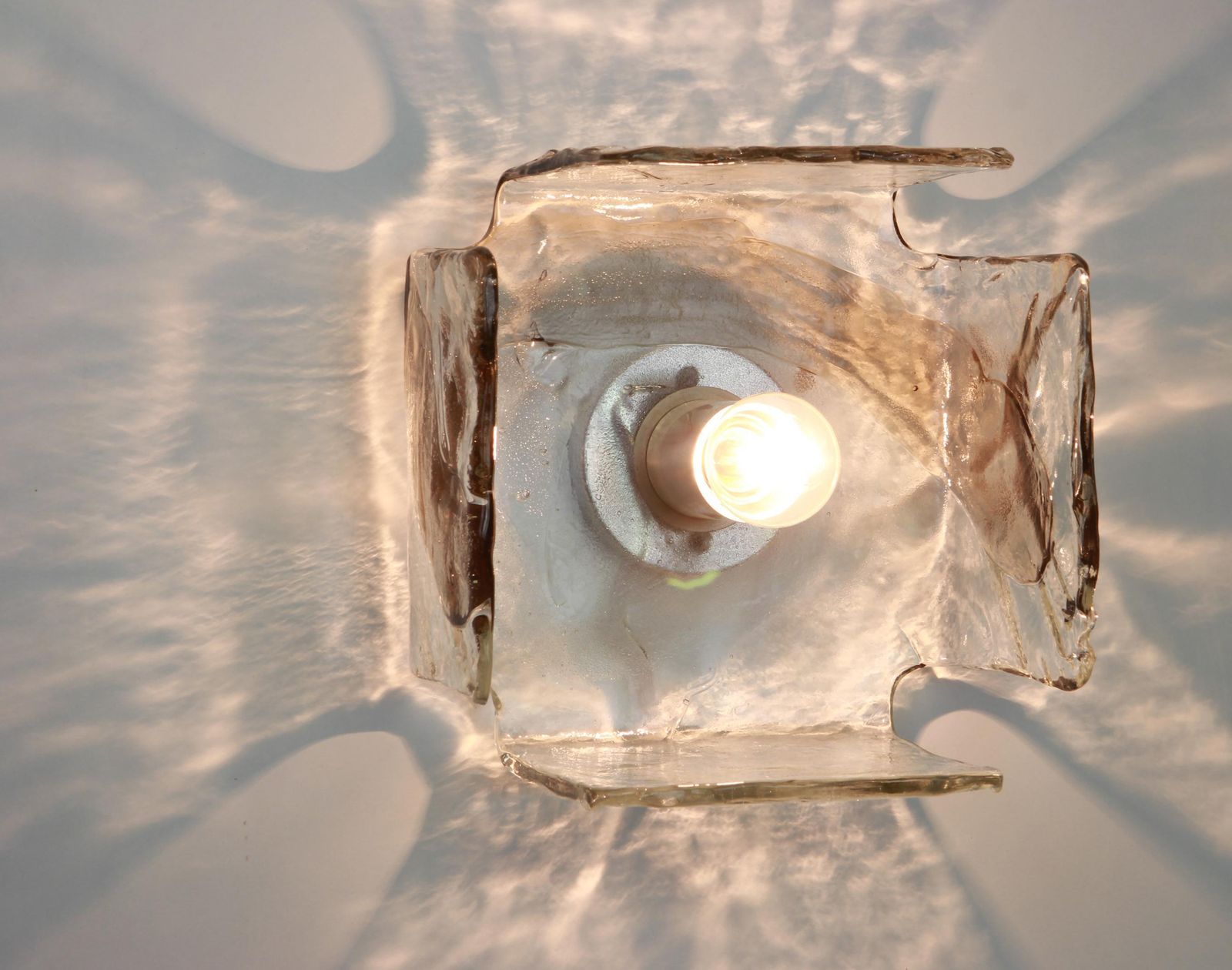 1 Of 4 Large Glass Wall Light Designed By Carlo Nason For Kalmar, 1960s photo Lighting