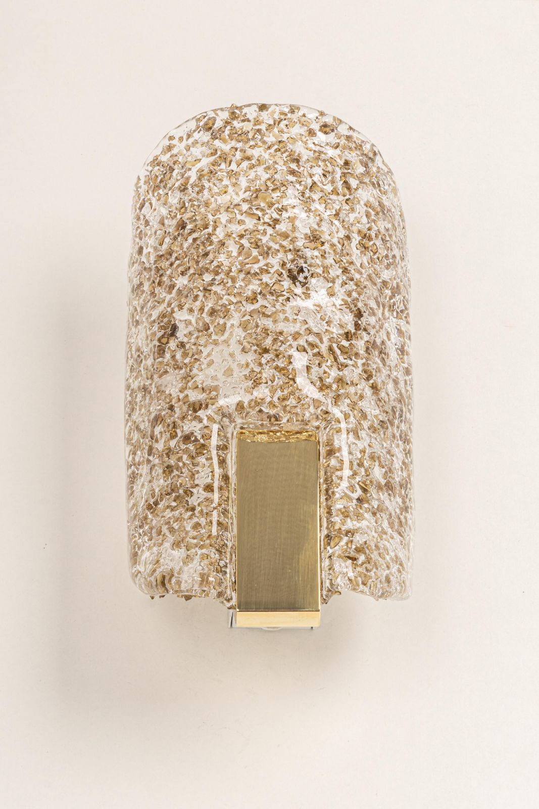 1 Of 3 Murano Ice Glass Vanity Sconces Brass By Hillebrand, Germany, 1970s photo for sale