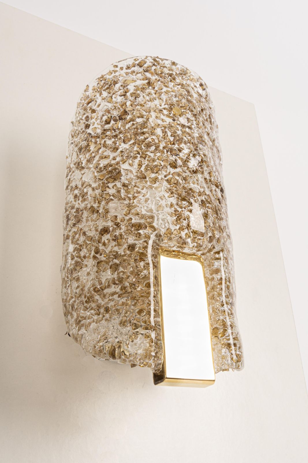 1 Of 3 Murano Ice Glass Vanity Sconces Brass By Hillebrand, Germany, 1970s photo Lighting