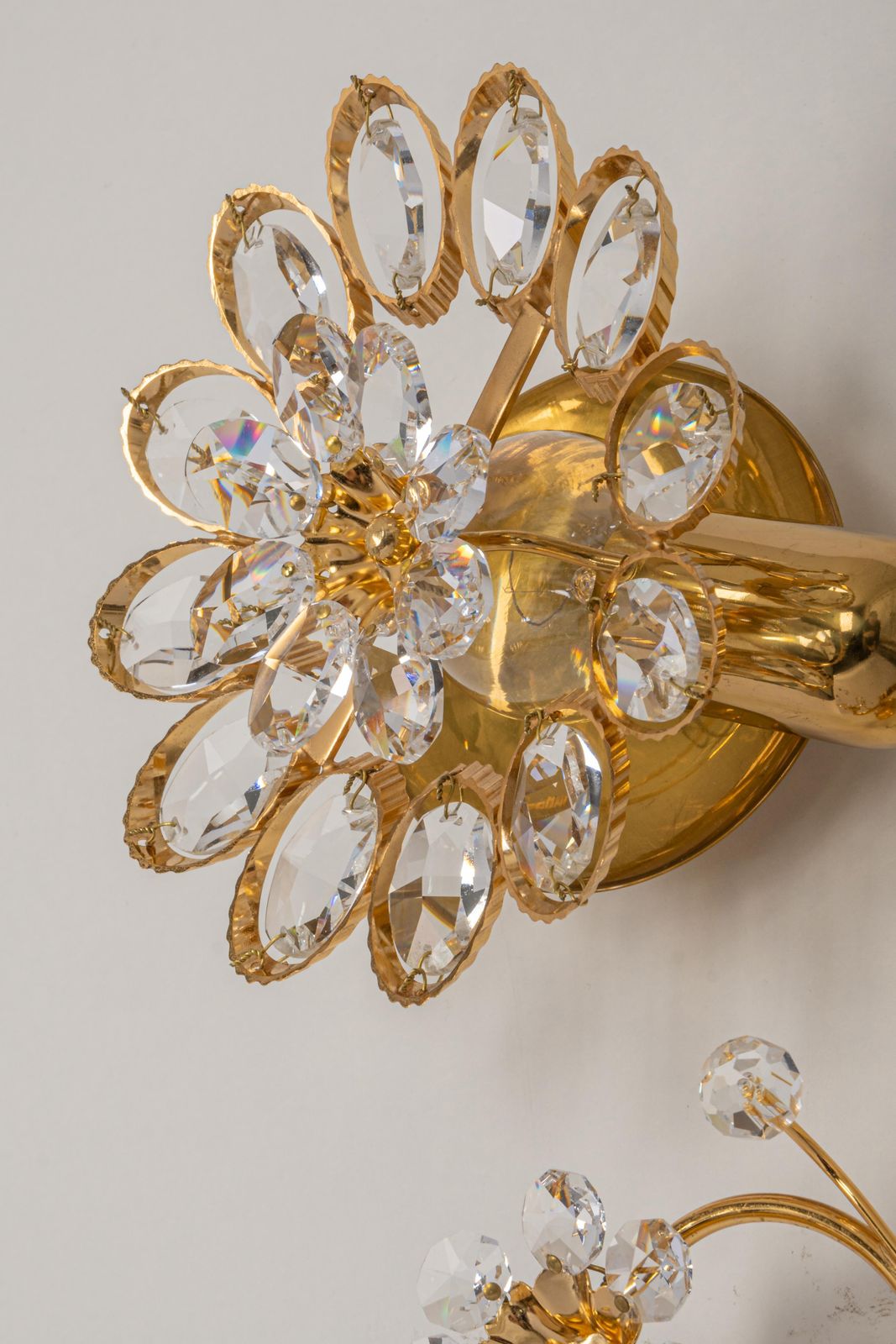 1 Of 3 Gilt Brass Flower Shape Wall Lights By Palwa, Germany, 1970s photo 688.0