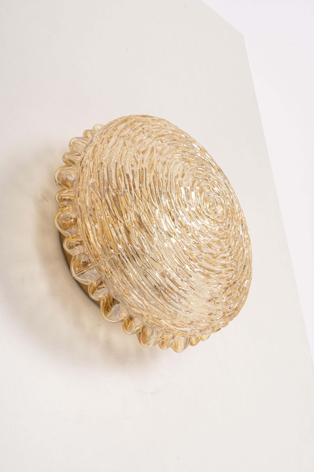 1 Of 3 Pair Of Amber Glass Sconces In Thumbprint Shape, Germany, 1970s photo for sale