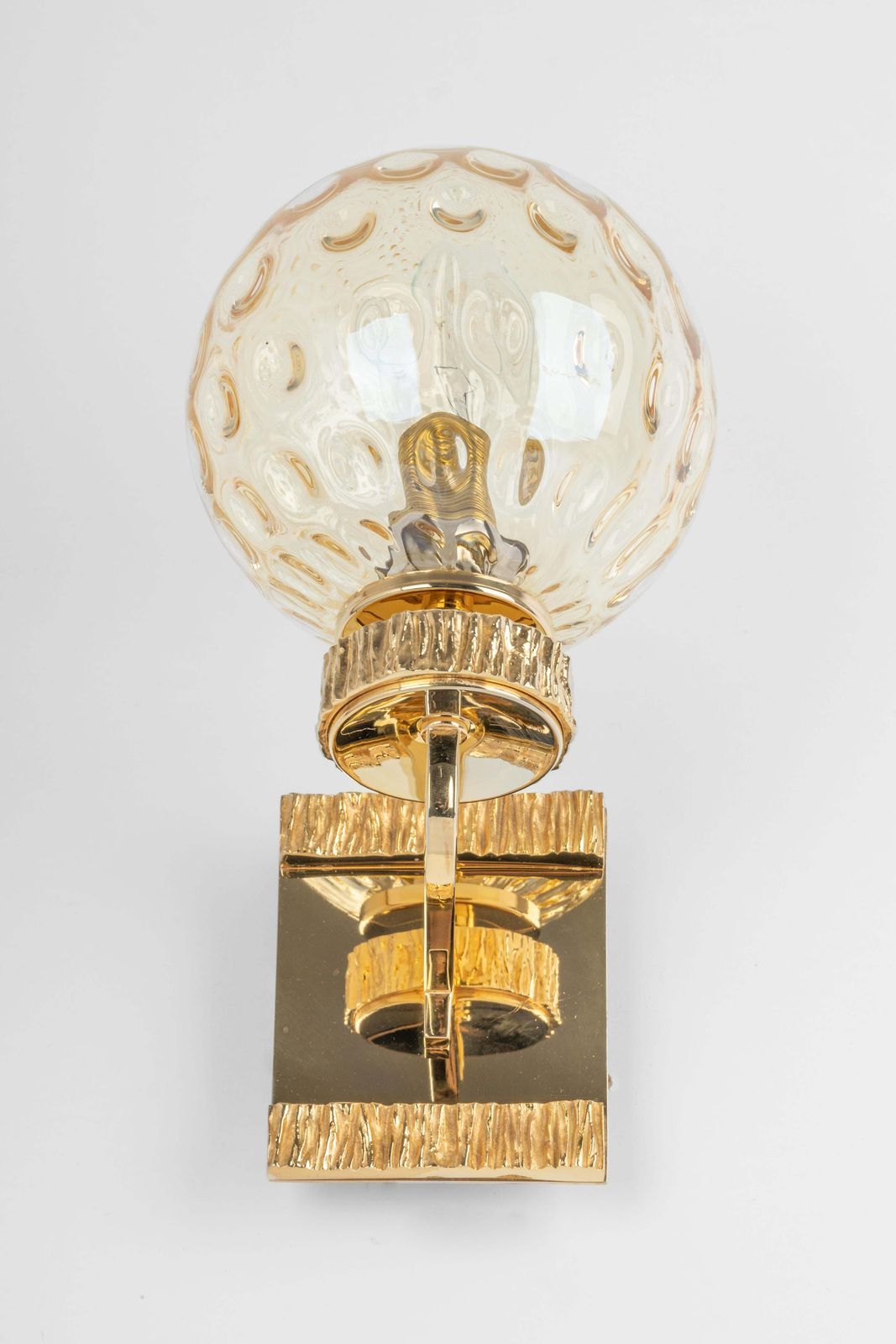 1 Of 3 Sets Of Glass And Brass Sconces Palwa Style, Germany, 1970s photo for sale