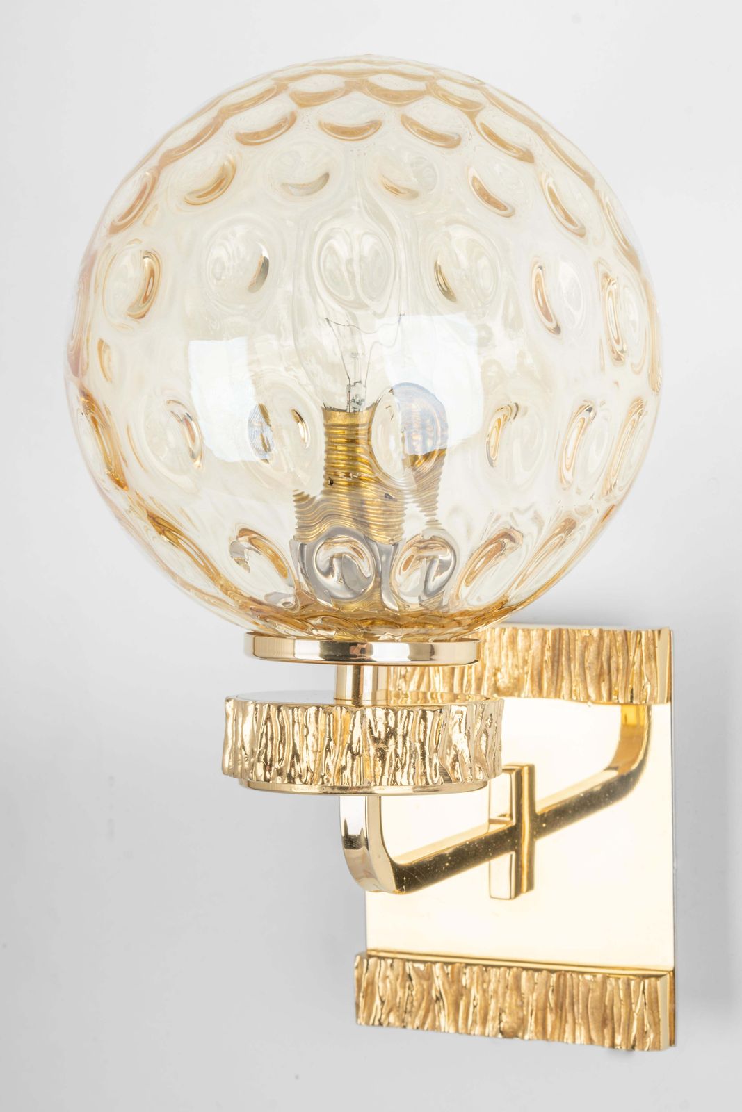 1 Of 3 Sets Of Glass And Brass Sconces Palwa Style, Germany, 1970s photo 774.0