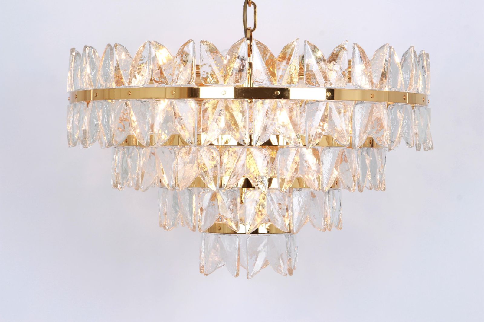 Huge Kalmar Chandelier 'Corina', Gilt Brass Glass, Austria, 1970 photo vinterior