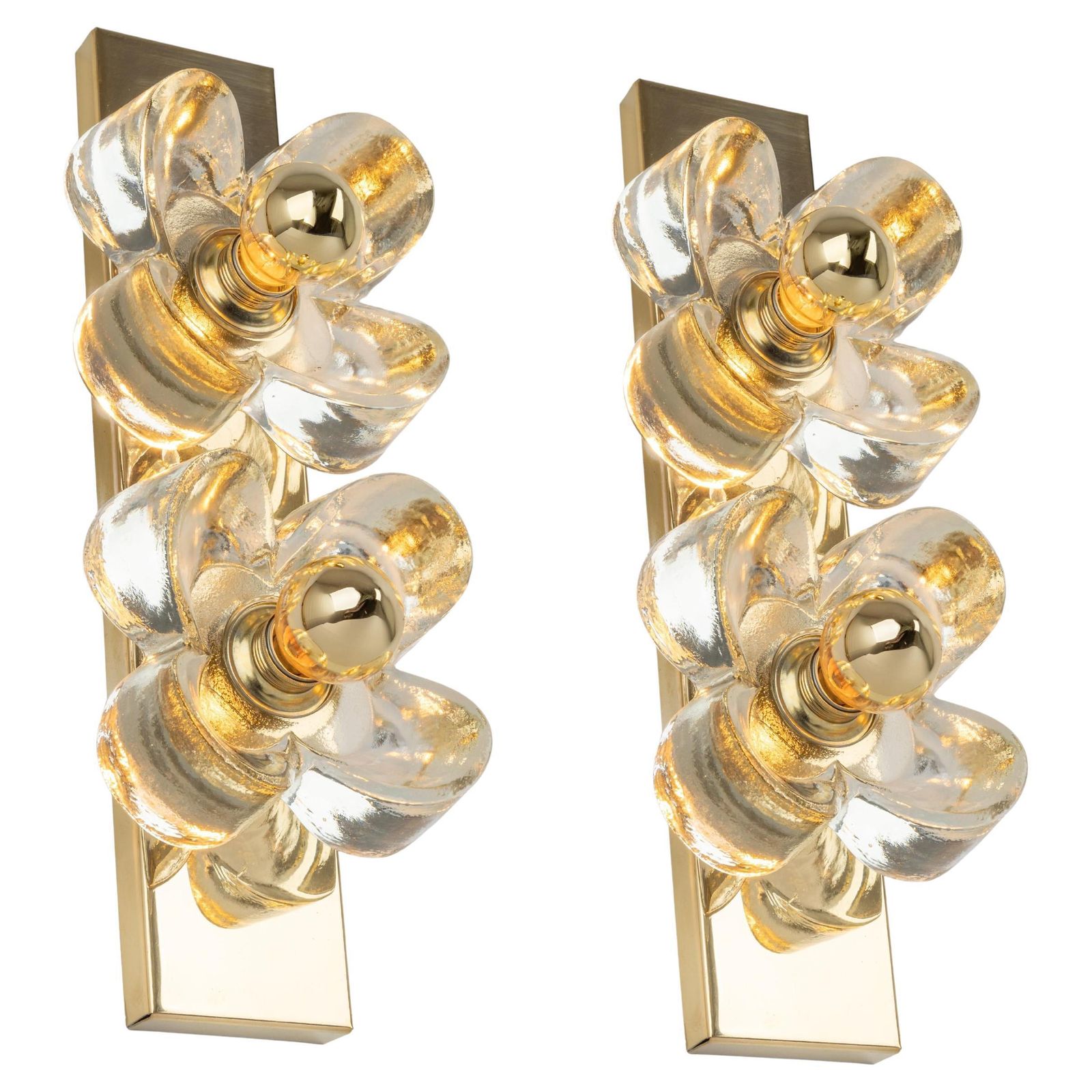 1 Of 2 Stunning Glass Wall Light By Sische, Germany, 1970s