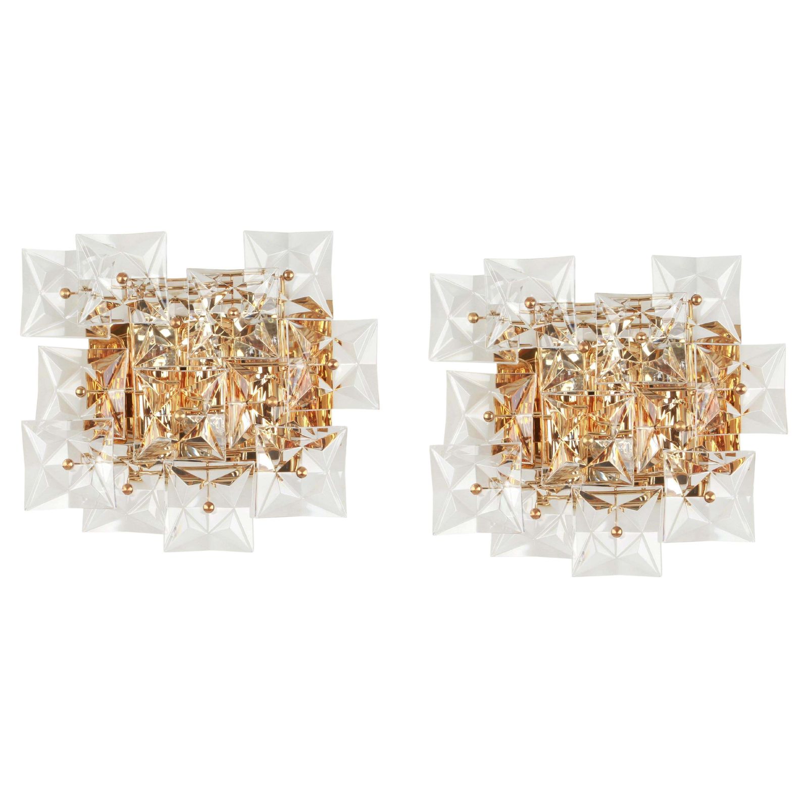 1 Of 2 Wonderful Extra Large Crystal Sconce By Kinkeldey, Germany, 1970s