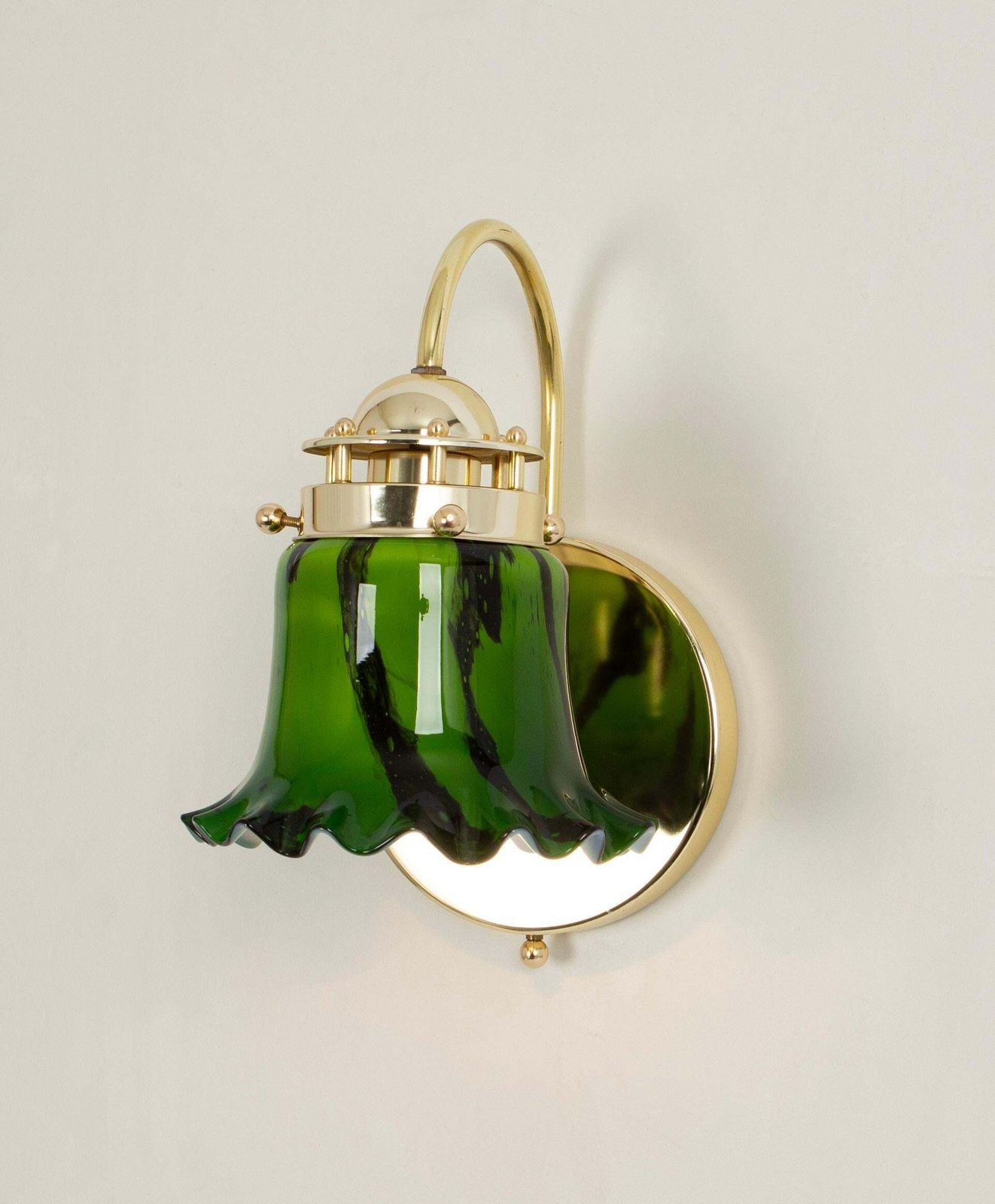 Pair Of Green Opal Glass Wall Sconces By Peill & Putzler, Germany photo for sale