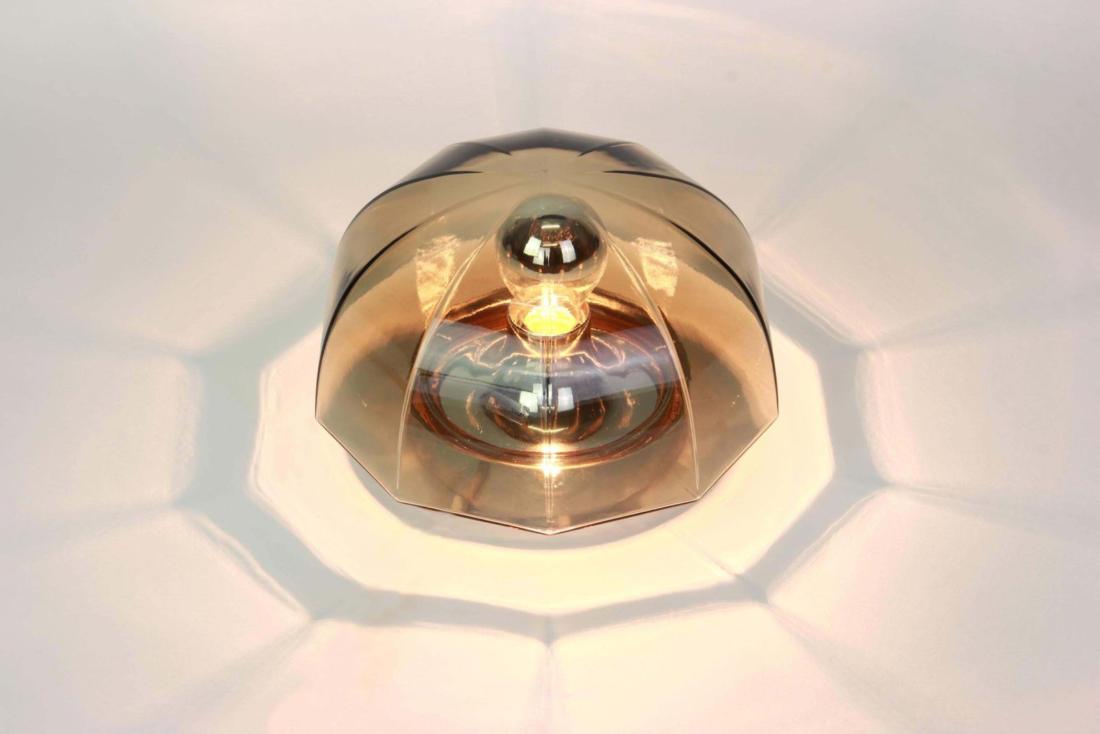Pair Of Smoked Glass Sconces Or Flush Mount By Hillebrand, Germany, 1960s photo 1032.0