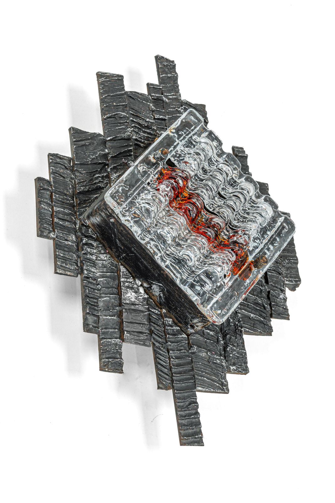 Pair Of Albano Poli Brutalist Style Murano Glass Sconces By Poliarte, 1970s photo furniture