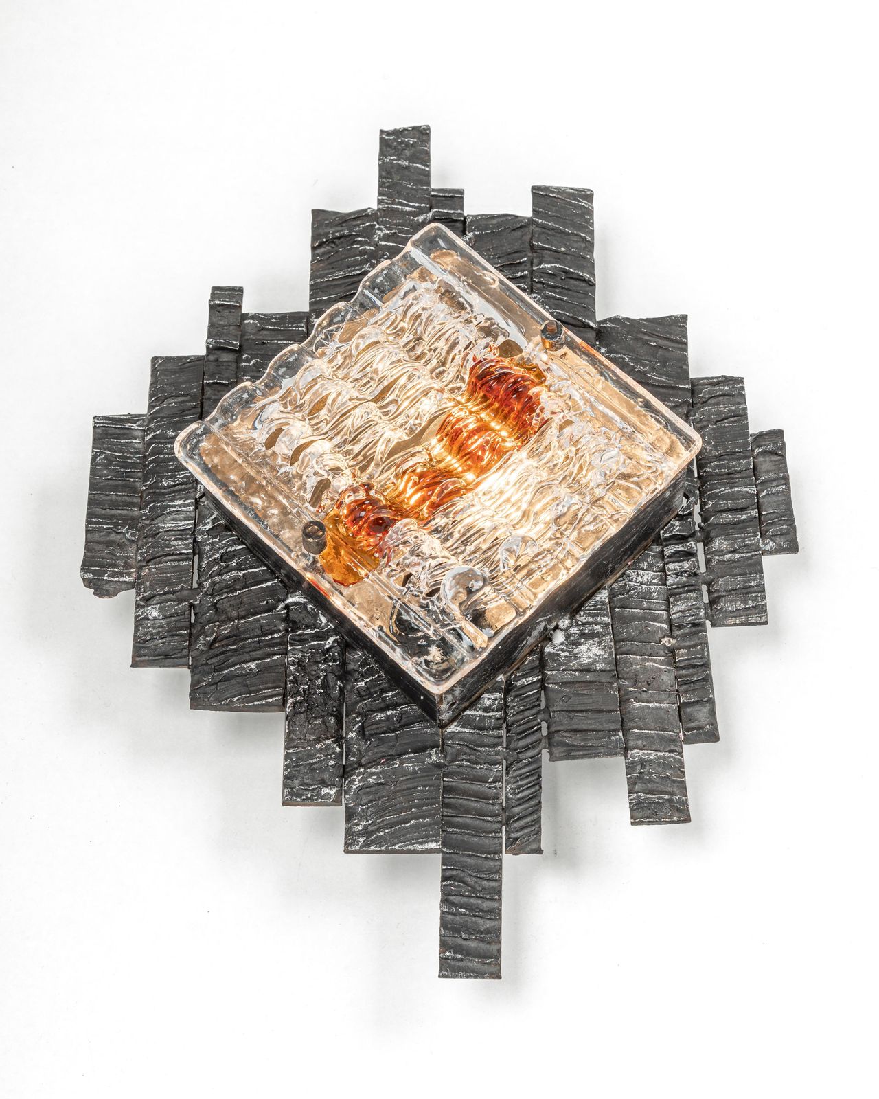 Pair Of Albano Poli Brutalist Style Murano Glass Sconces By Poliarte, 1970s photo vintage