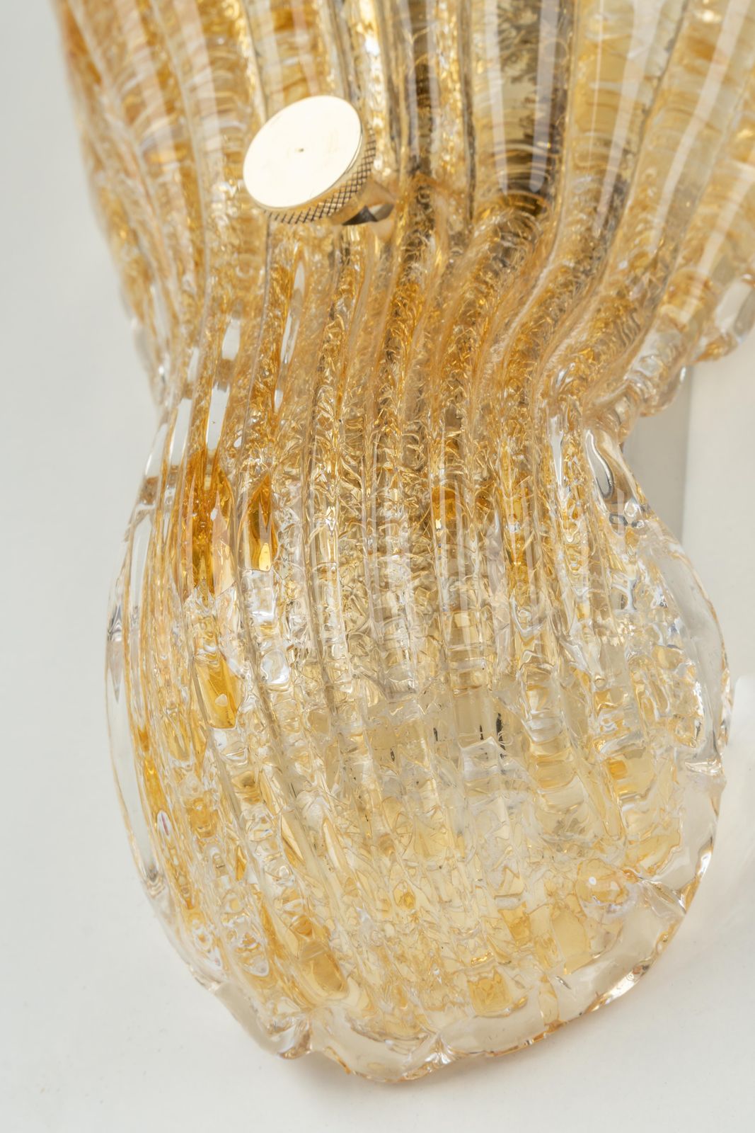 Pair Of Murano Ice Glass Brass Sconces By Hillebrand, Germany, 1970s photo 1032.0