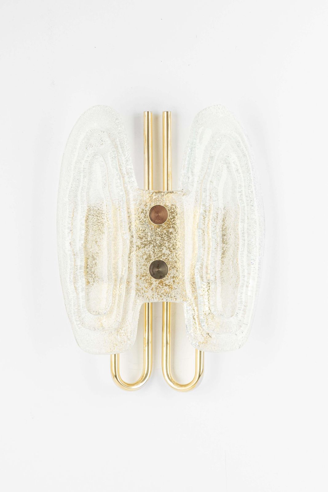 Pair Of Murano Ice Glass Brass Sconces By Hillebrand, Germany, 1970s photo furniture