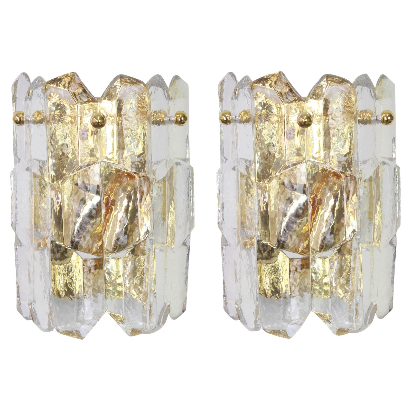 1 Of 2 Sets Of Kalmar Gilded Sconces Murano Wall Lights Palazzo, Austria, 1970s