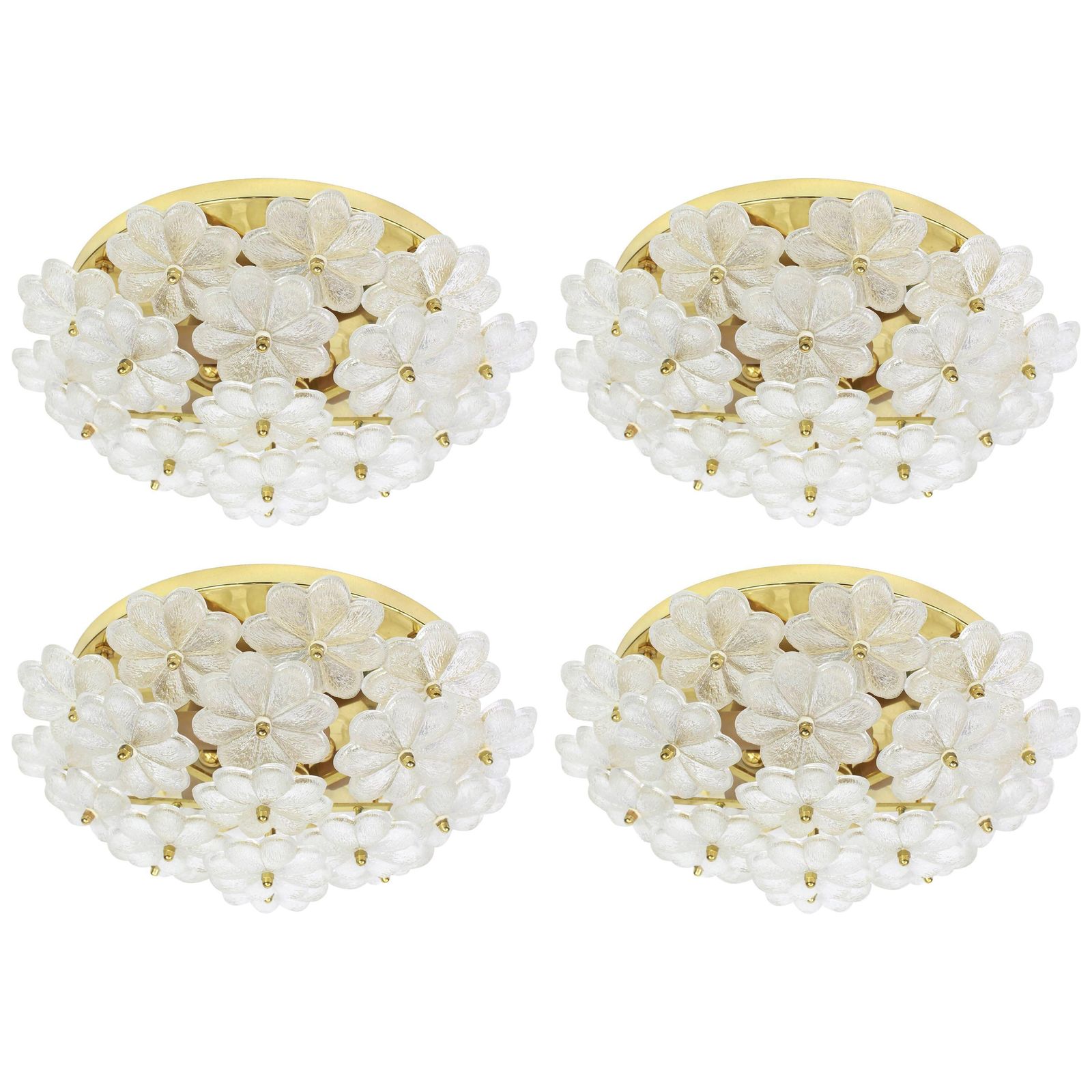 1 Of 4 Stunning Murano Glass Flower Wall Light By Ernst Palme, Germany, 1970s