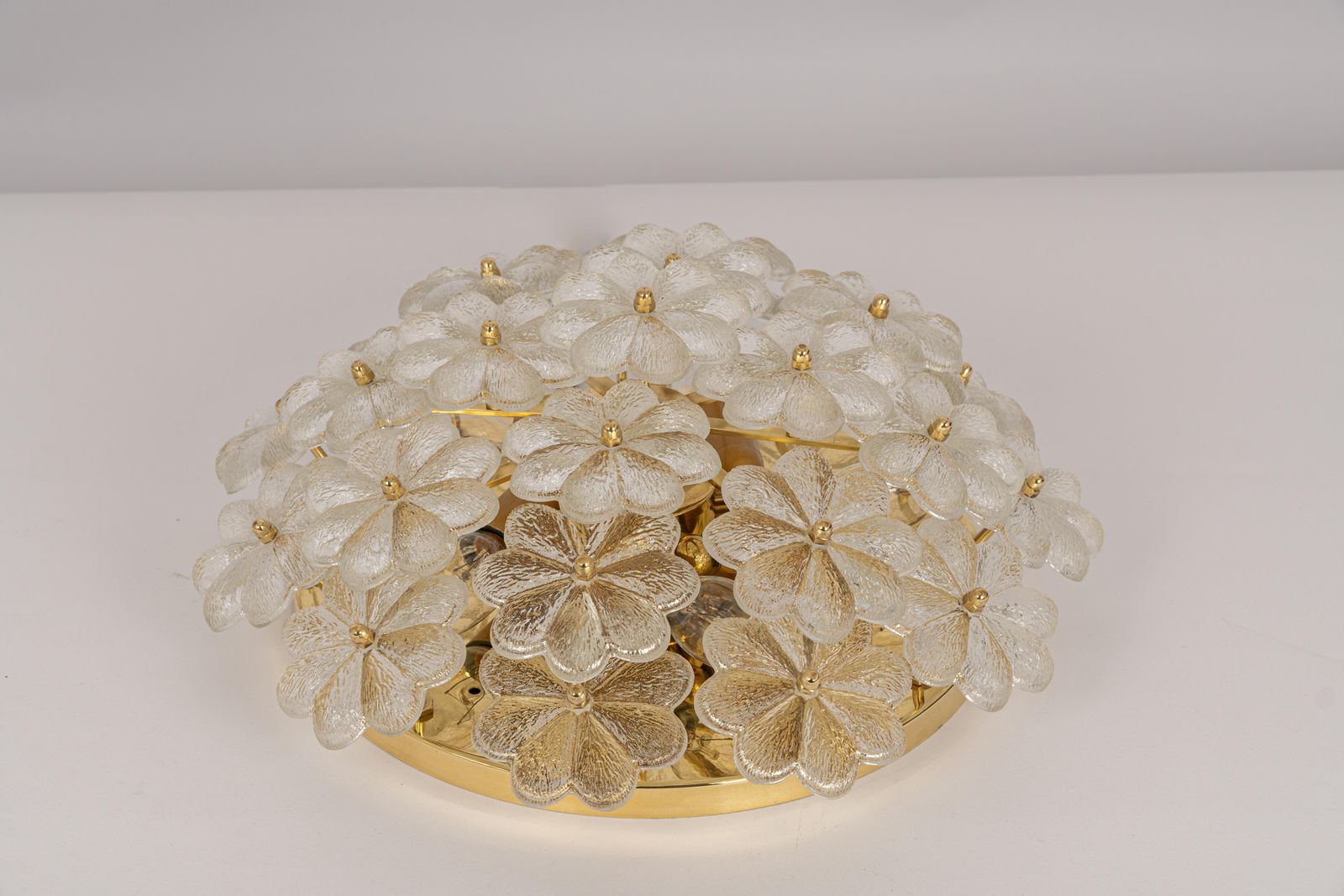 1 Of 4 Stunning Murano Glass Flower Ceiling Light By Ernst Palme, Germany, 1970s photo furniture