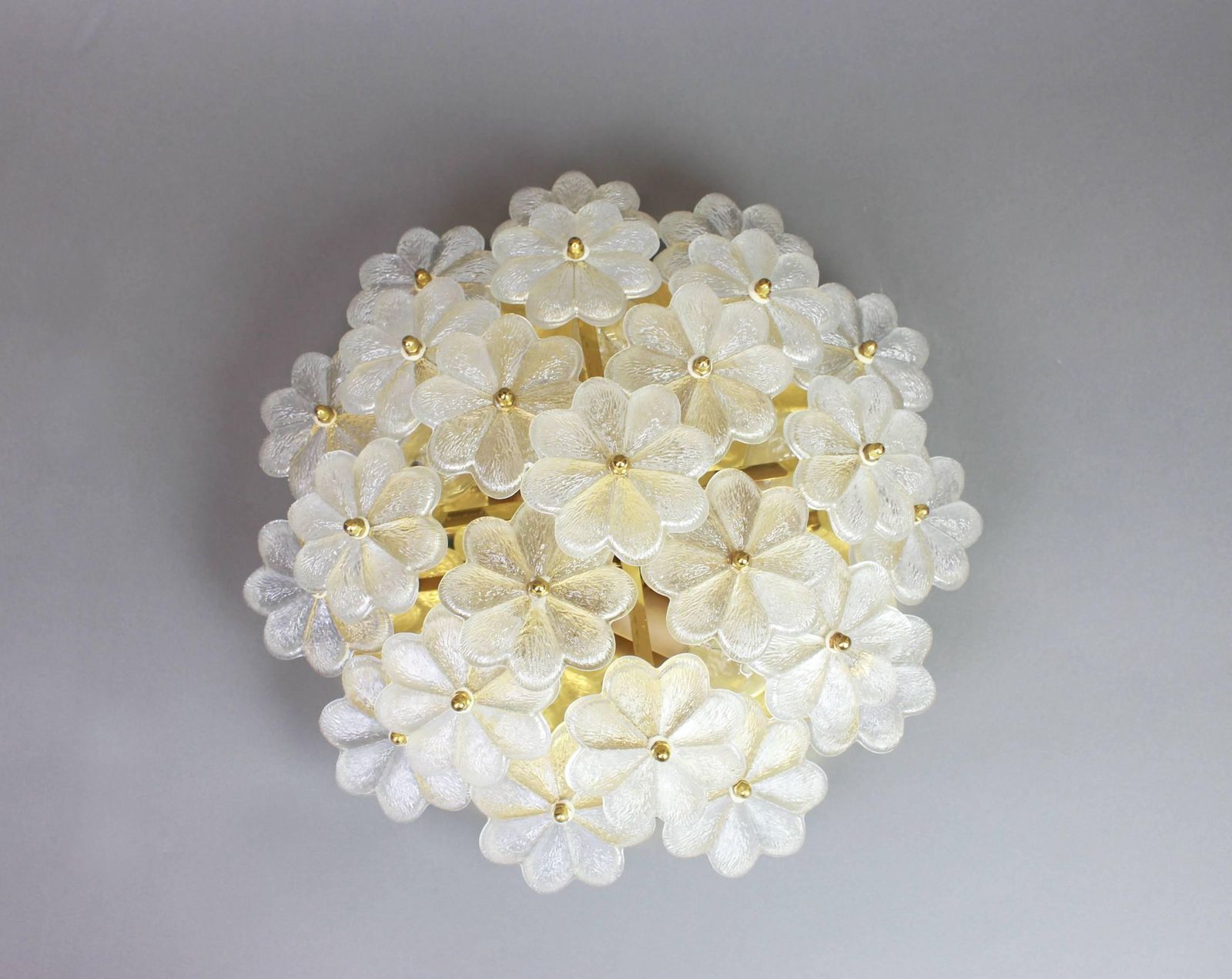 1 Of 4 Stunning Murano Glass Flower Wall Light By Ernst Palme, Germany, 1970s photo vintage