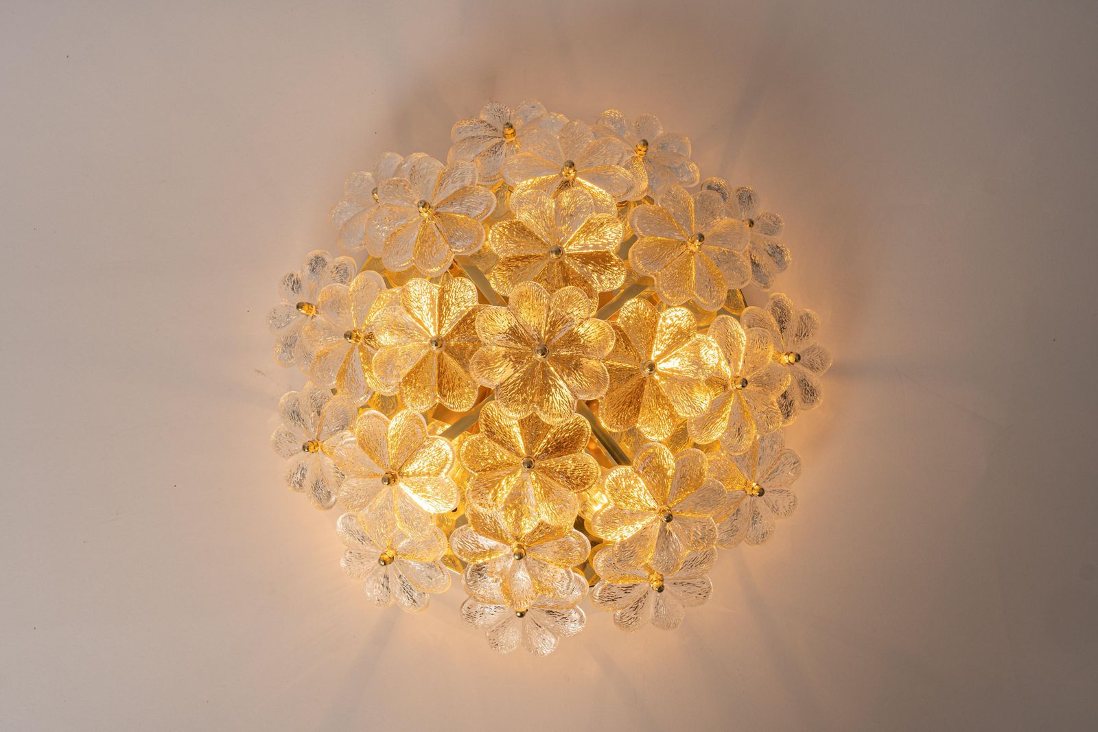 Lighting 1 Of 4 Stunning Murano Glass Flower Ceiling Light By Ernst Palme, Germany, 1970s photo