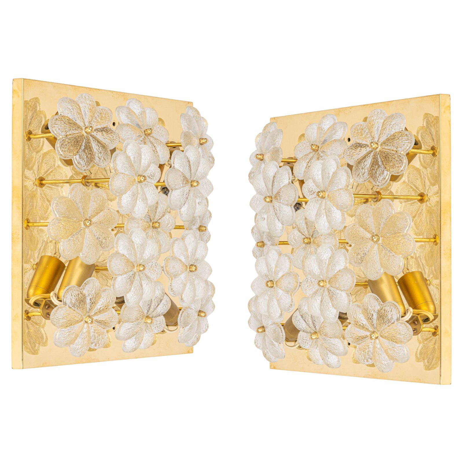1 Of 2 Stunning Petite Glass Flower Wall /Flush Mount Light E. Palme, Germany