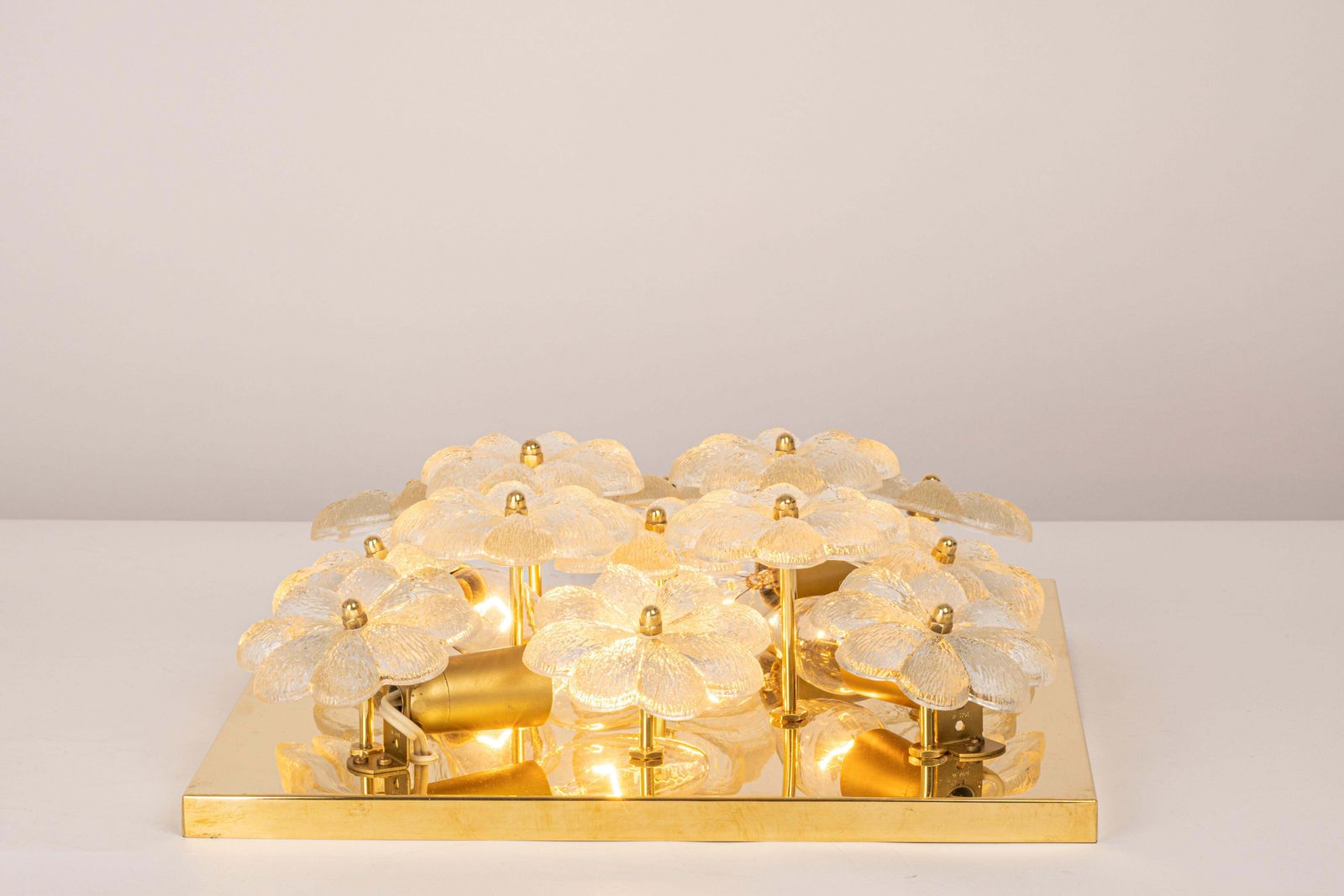 1 Of 2 Stunning Petite Glass Flower Wall /Flush Mount Light E. Palme, Germany photo vintage