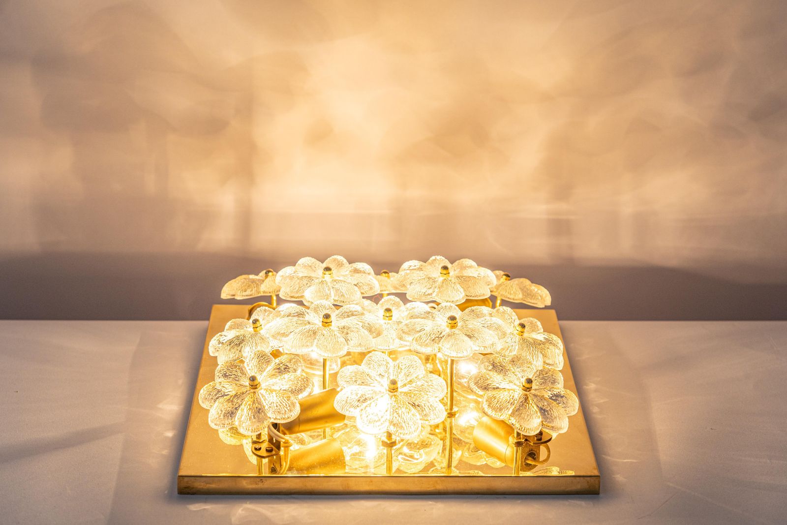 photo vinterior 1 Of 2 Stunning Petite Glass Flower Wall /Flush Mount Light E. Palme, Germany