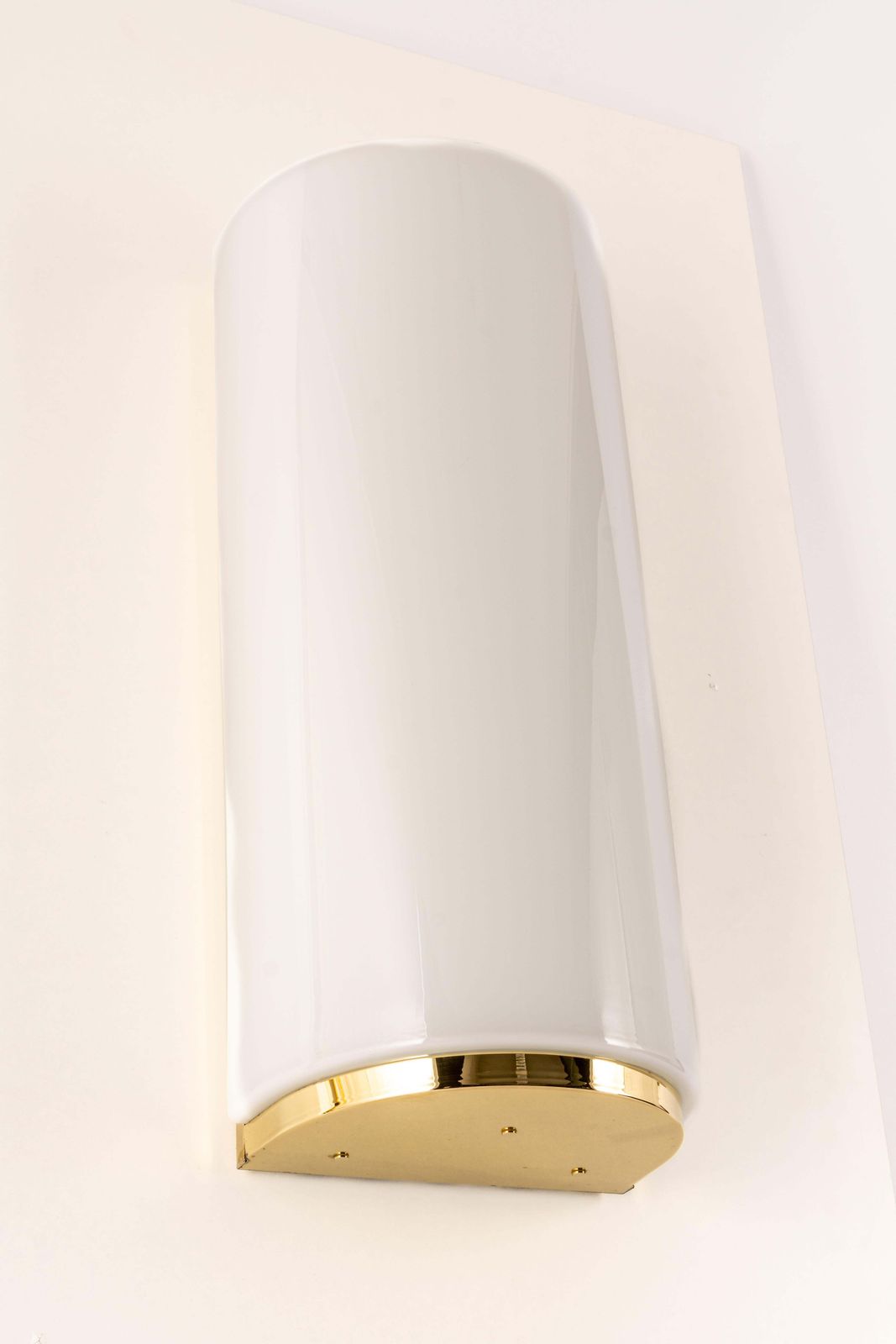 Pair Of Large Opal Glass Brass Sconces Designed By Limburg, Germany photo Lighting