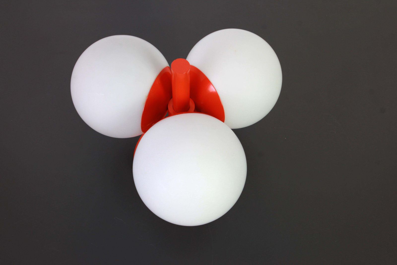 1 Of 2 Petite Midcentury Flush Mount In Orange By Kaiser, Germany, 1960s photo for sale