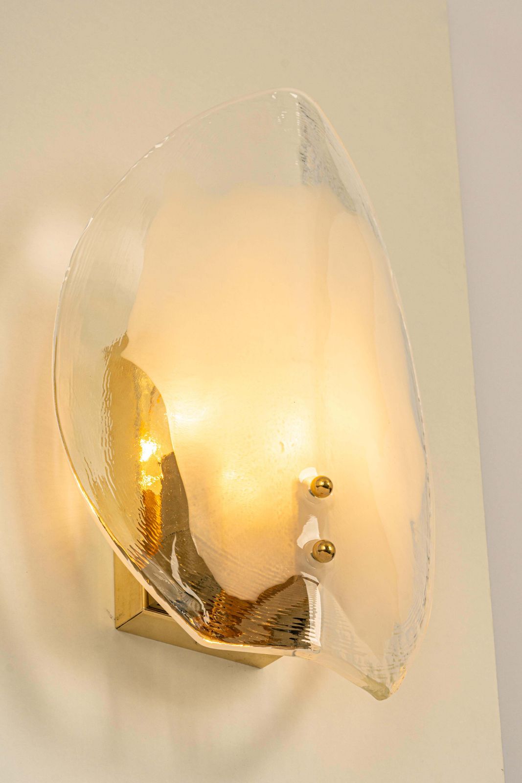 1 Of 2 Pairs Of Kalmar Brass & Murano Glass Sconces Wall Lights, Austria, 1970s photo for sale