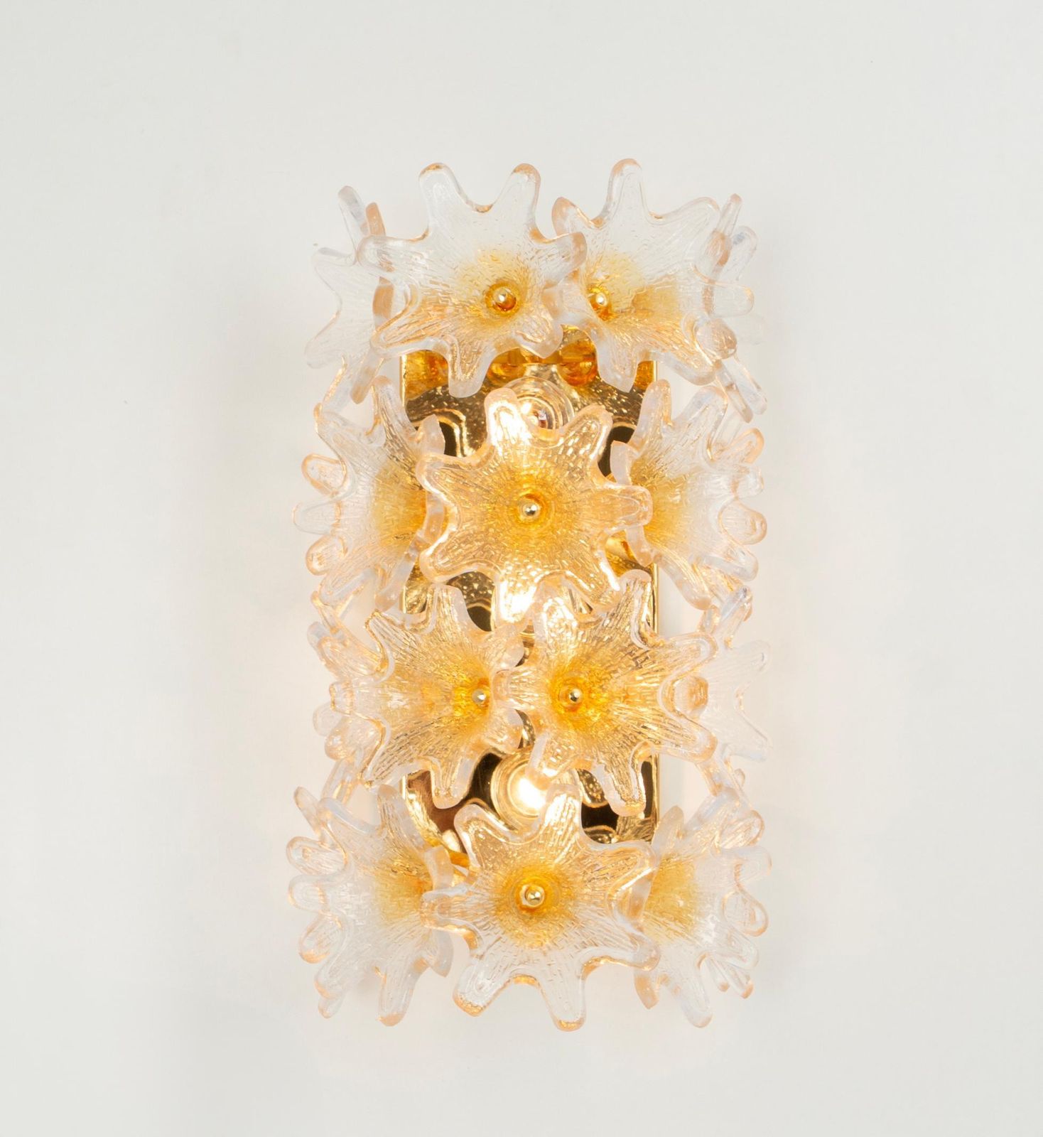 Pair Of Large Murano Glass Wall Sconce By Veart, Italy, 1980s photo vintage