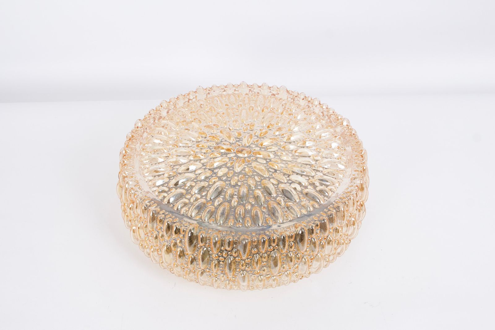 1 Of 6 Large Round Textured Glass Flushmount By Limburg, Germany, 1970s photo vinterior