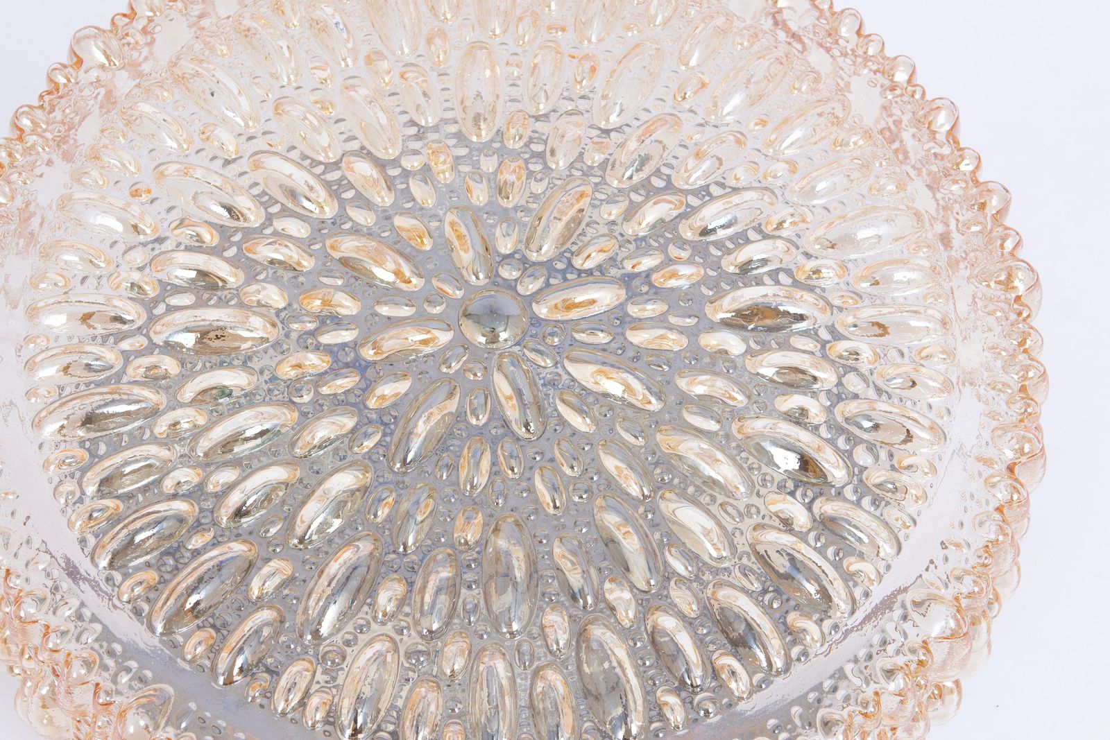 1 Of 6 Large Round Textured Glass Flushmount By Limburg, Germany, 1970s photo buy