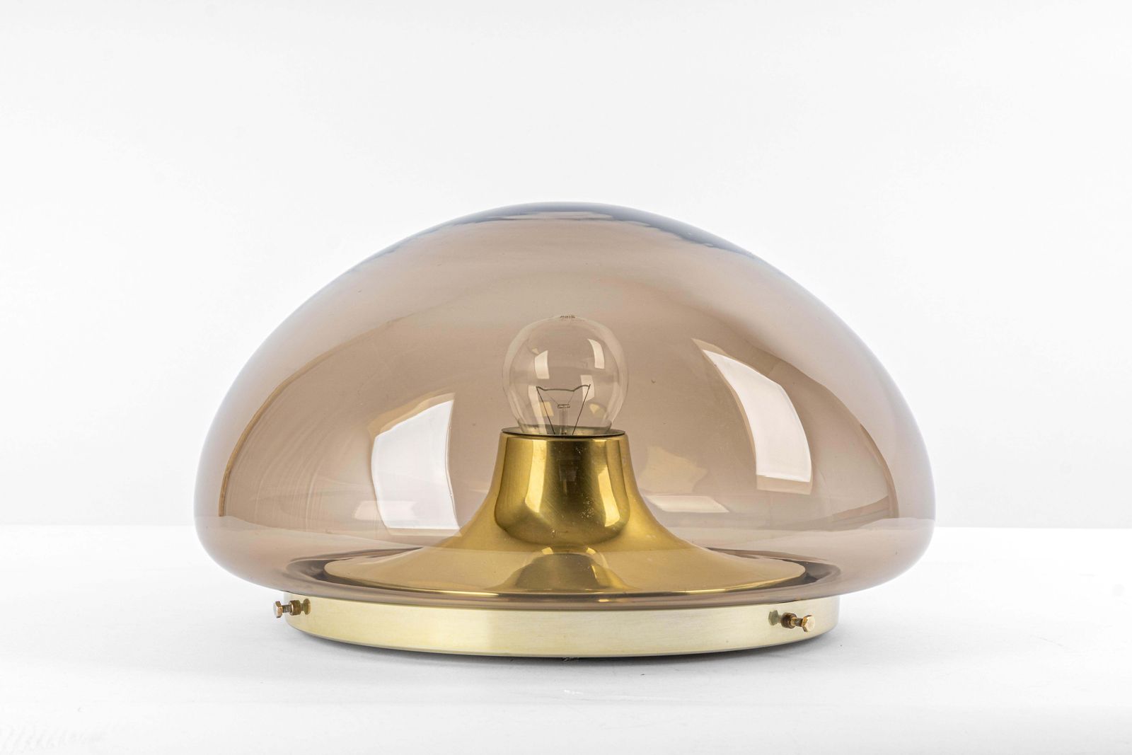 1 Of 2 Mid Century Flushmount Smoked Glass By Limburg, Germany, 1970s photo for sale