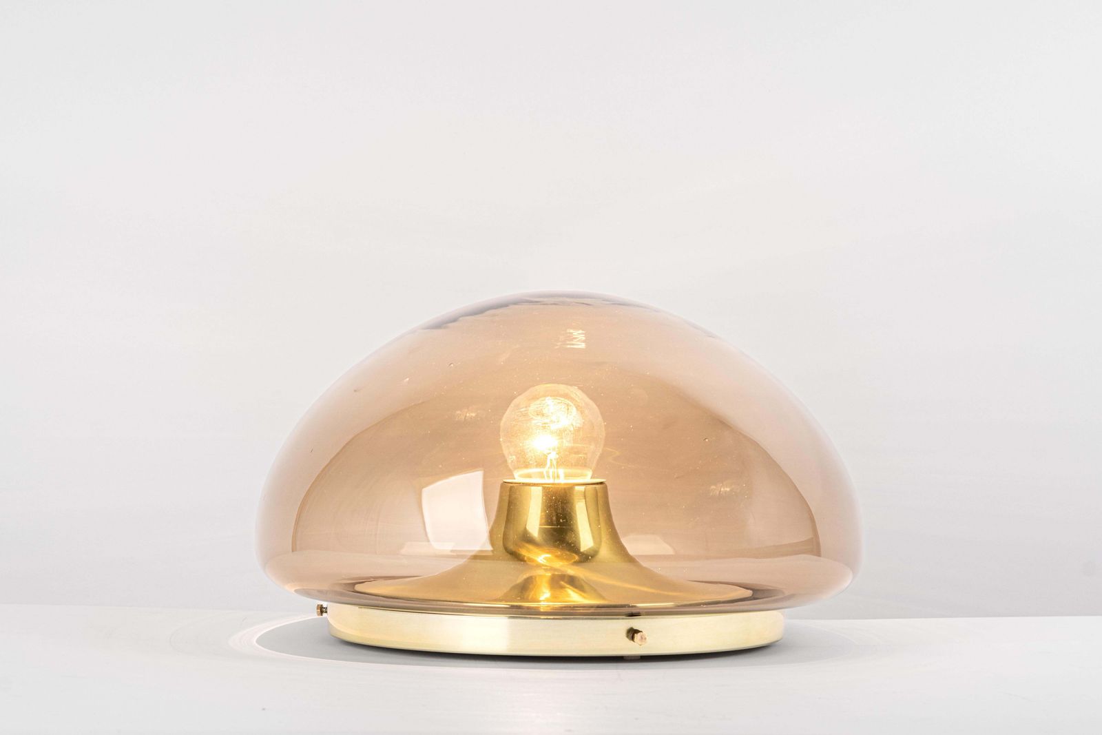 1 Of 2 Mid Century Flushmount Smoked Glass By Limburg, Germany, 1970s photo buy