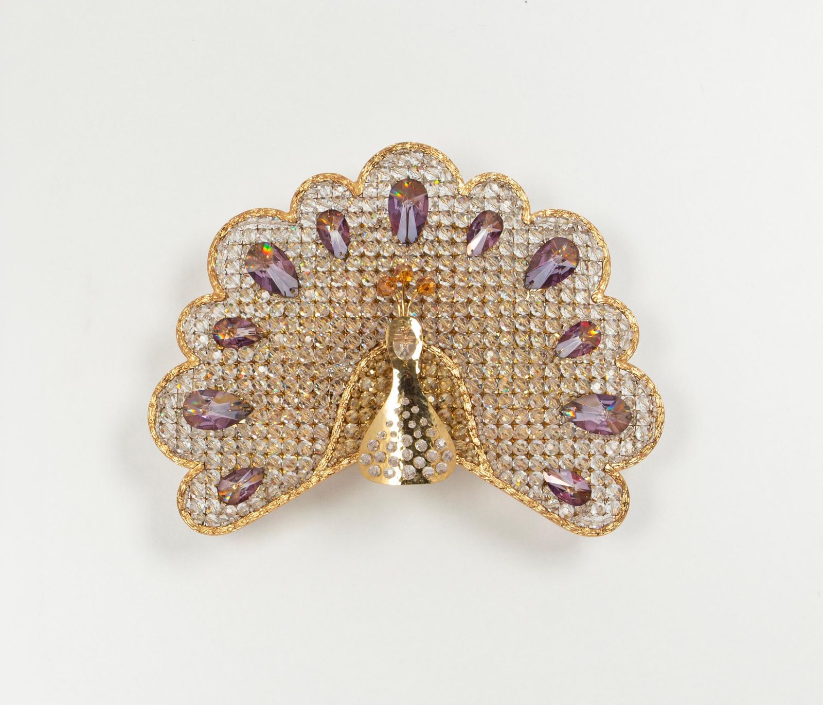 1 Of 2 Petite Rare Peacock Crystal Sconce By Palwa, Germany, 1960s photo buy
