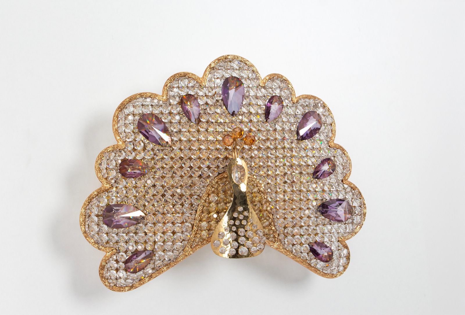 Lighting 1 Of 2 Petite Rare Peacock Crystal Sconce By Palwa, Germany, 1960s photo