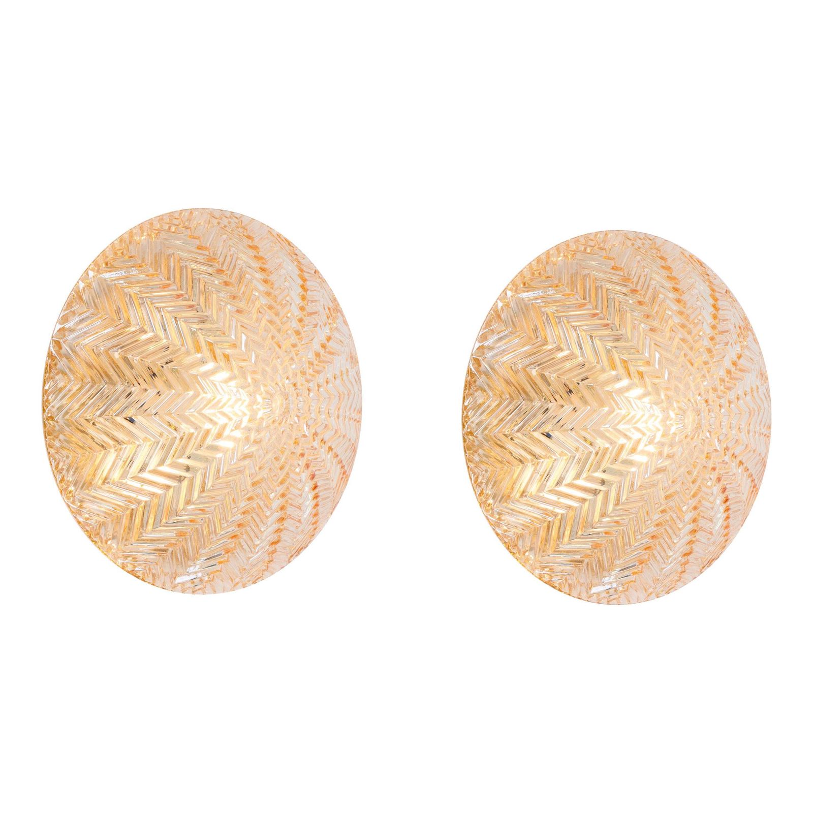 1 Of 2 Petite Round Glass Flush Mount By Limburg, Germany, 1970s