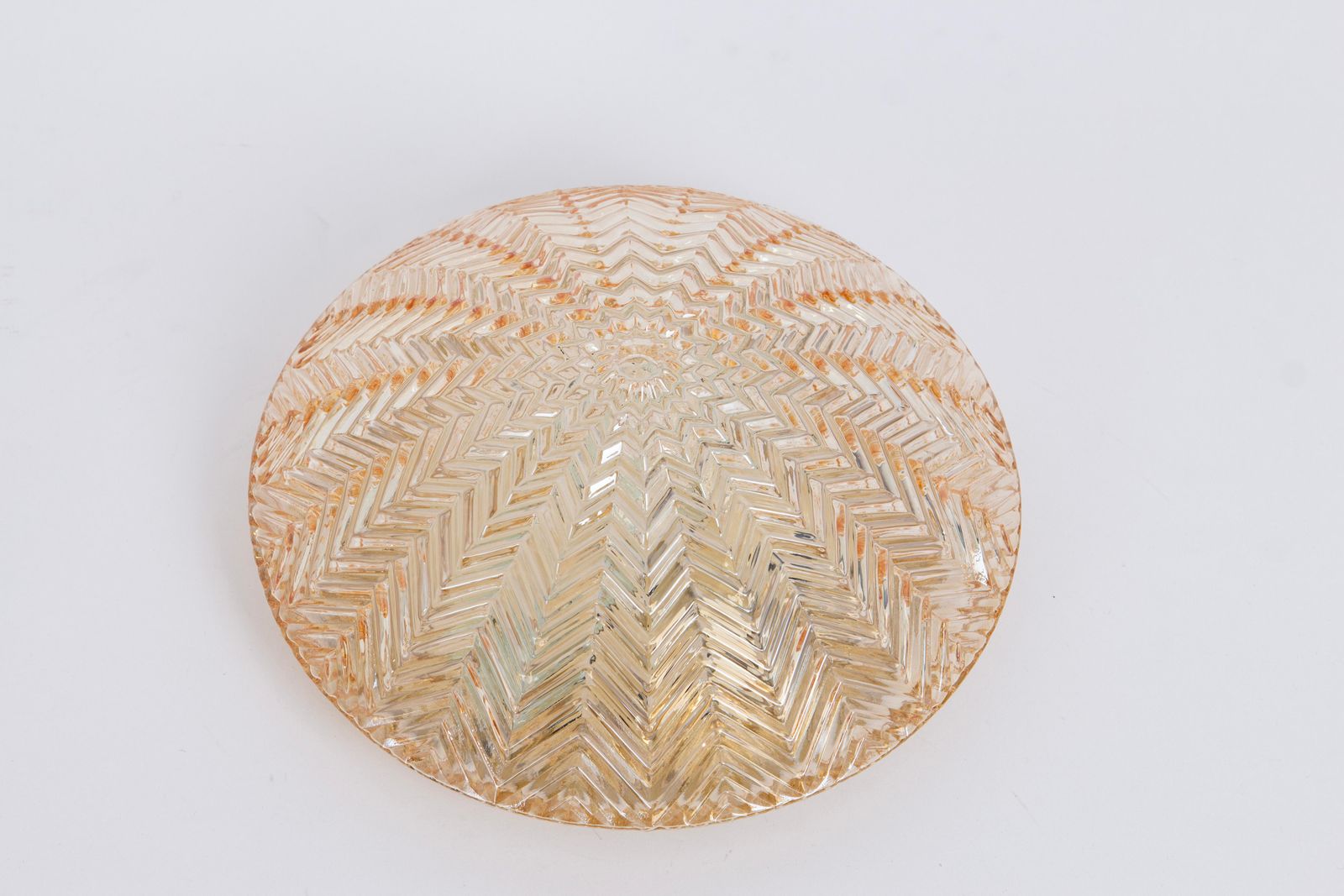 1 Of 2 Petite Round Glass Flush Mount By Limburg, Germany, 1970s photo Lighting