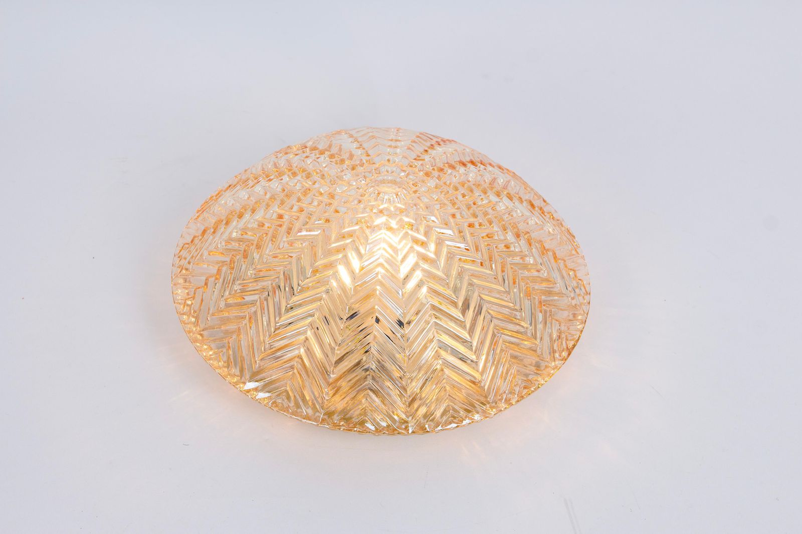 1 Of 2 Petite Round Glass Flush Mount By Limburg, Germany, 1970s photo vintage