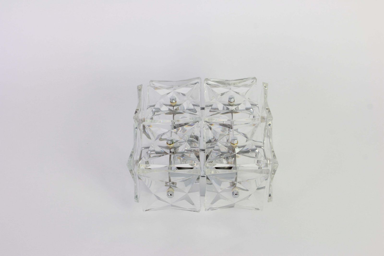 1 Of 5 Petite Flushmount Faceted Crystal Light Wall Light By Kinkeldey, Germany photo vintage