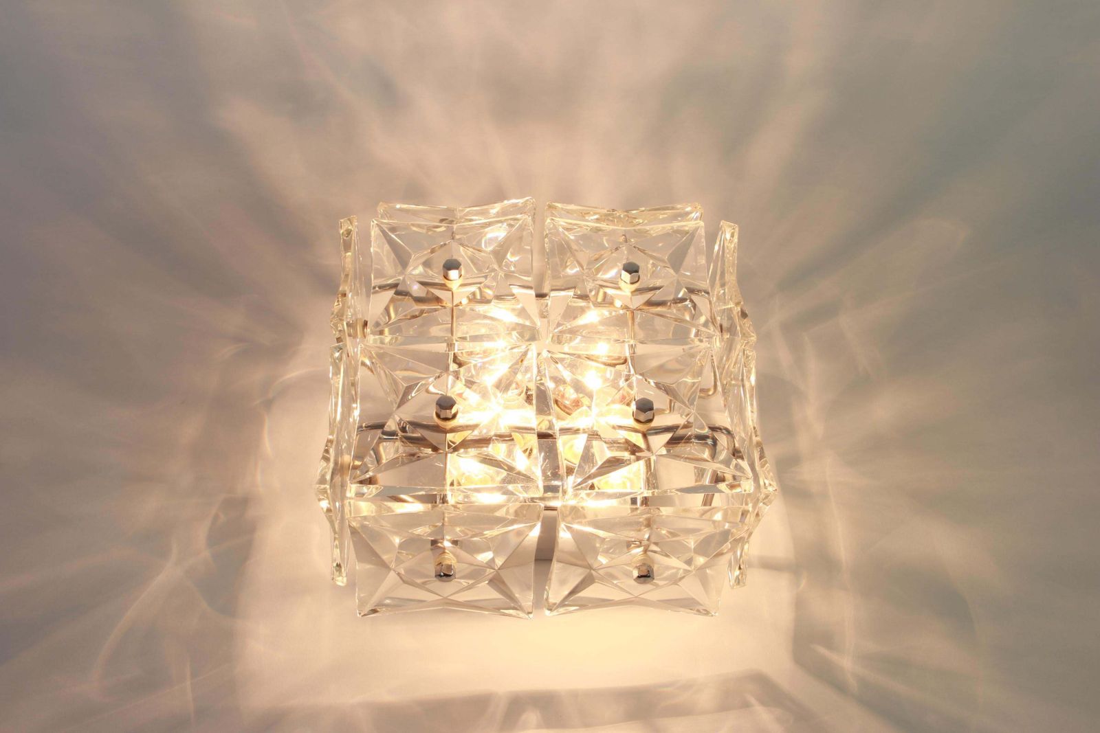 photo for sale 1 Of 5 Petite Flushmount Faceted Crystal Light Wall Light By Kinkeldey, Germany