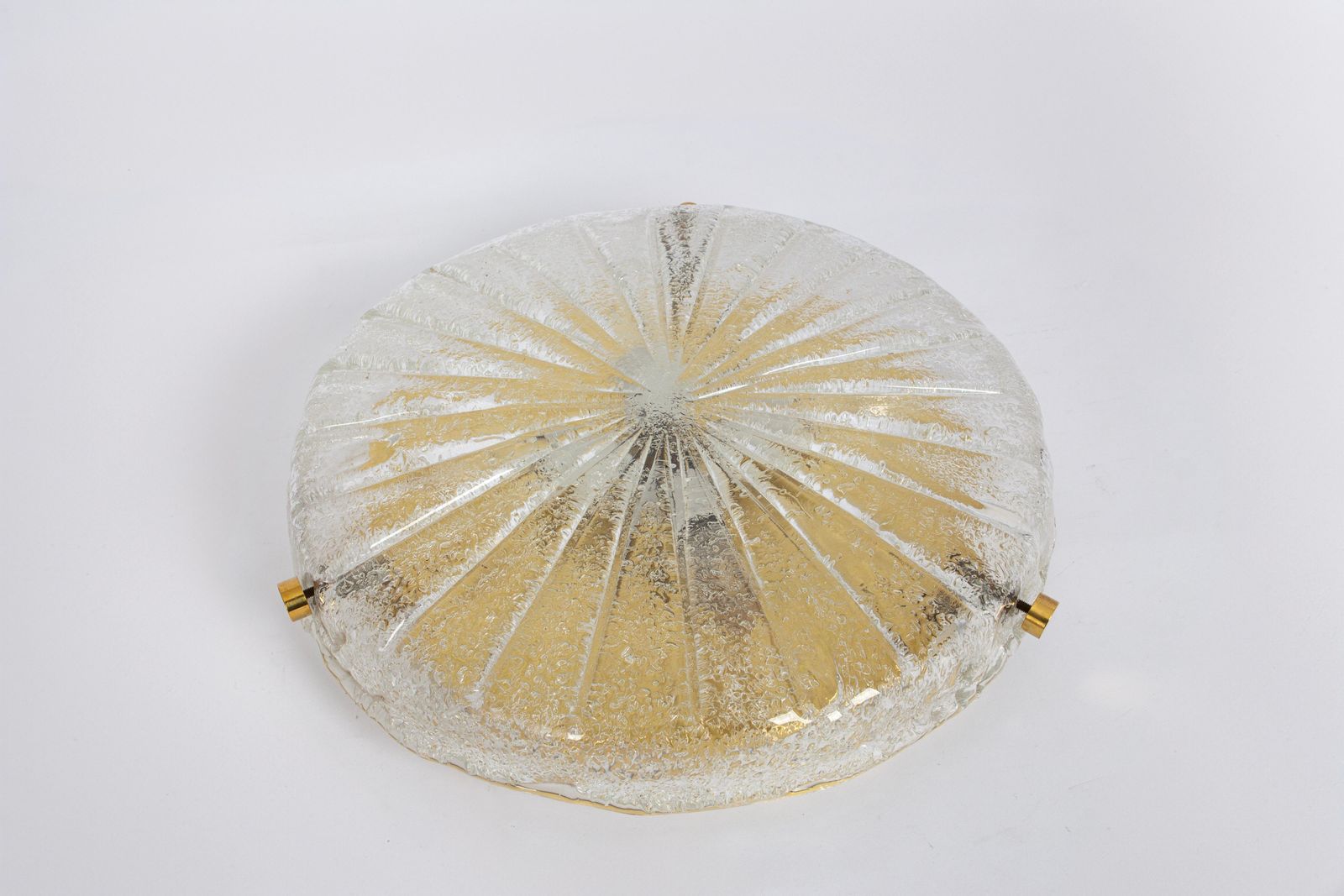 1 Of 3 Round Murano Amber Sunburst Flushmount By Hillebrand, Germany, 1970 photo for sale