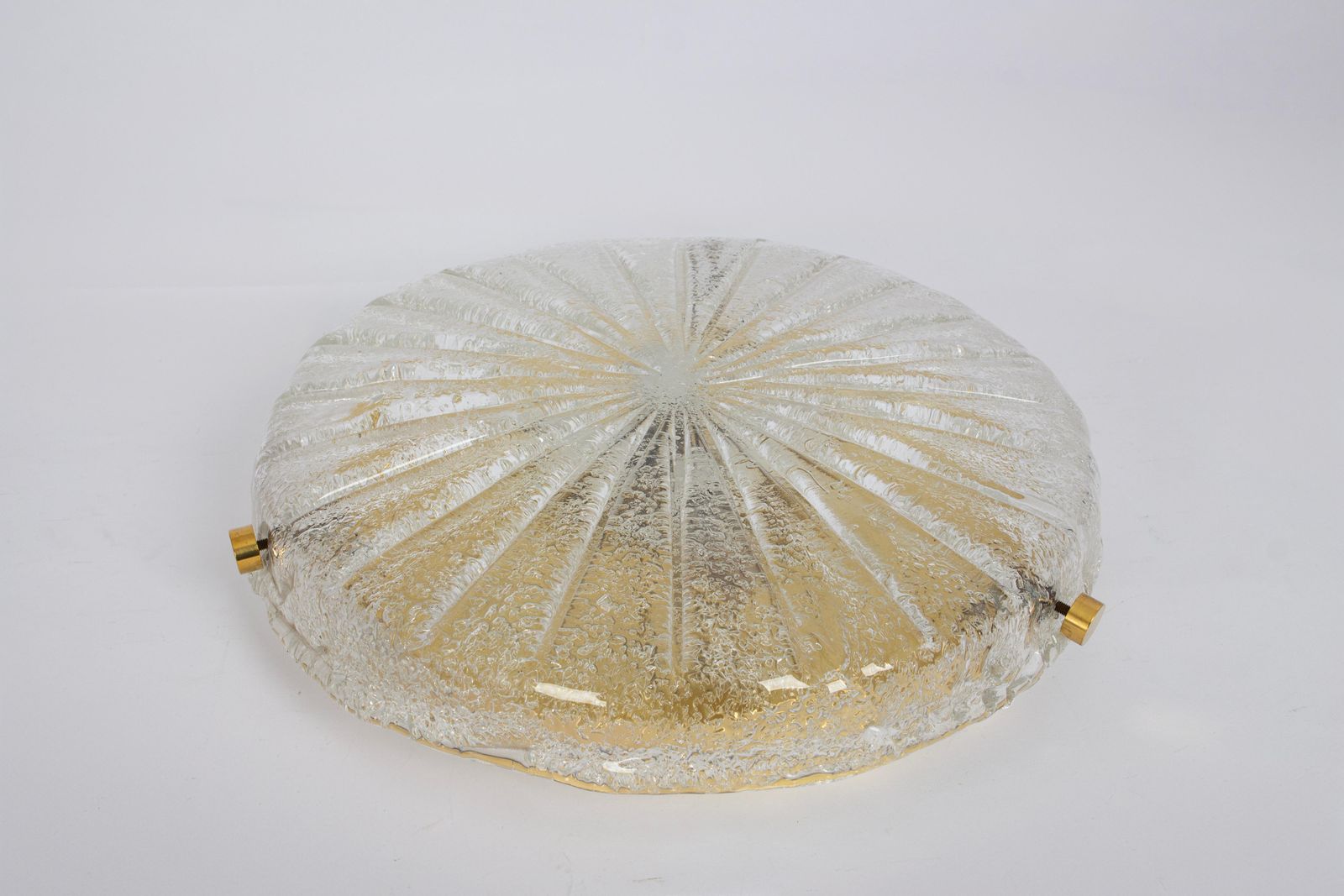 1 Of 3 Round Murano Amber Sunburst Flushmount By Hillebrand, Germany, 1970 photo 989.0