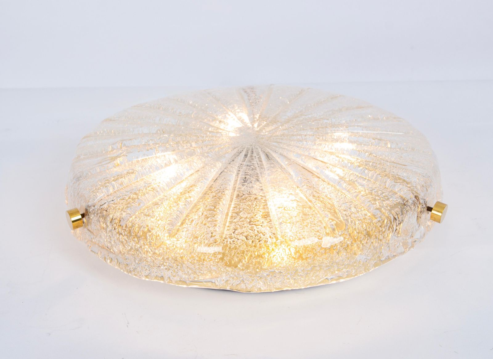 Lighting 1 Of 3 Round Murano Amber Sunburst Flushmount By Hillebrand, Germany, 1970 photo